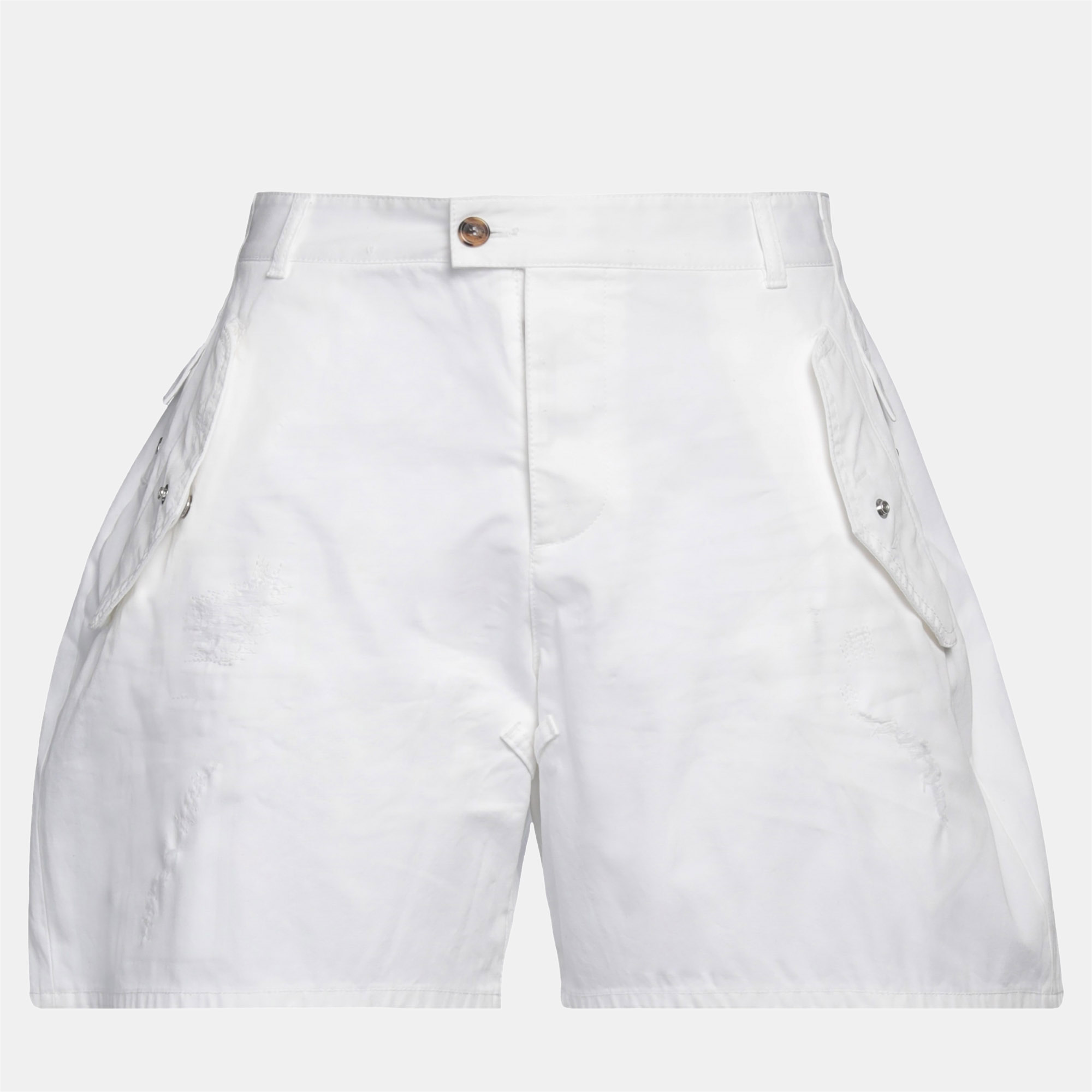 Pre-owned Dsquared2 White Denim Bermuda Shorts Size 40