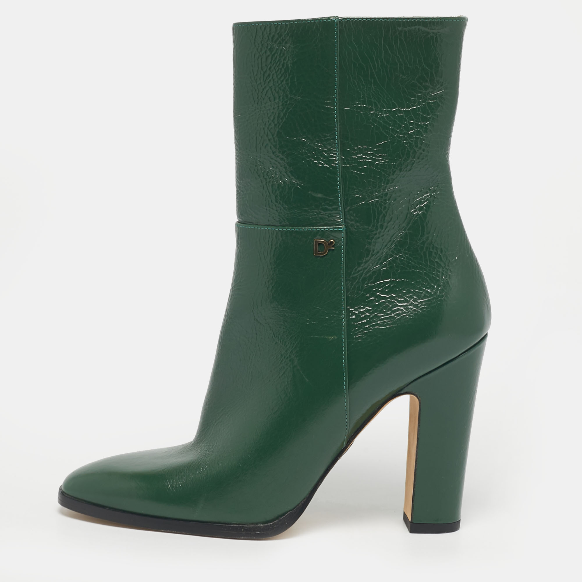 Pre-owned Dsquared2 Dark Green Leather Ankle Boots Size 39
