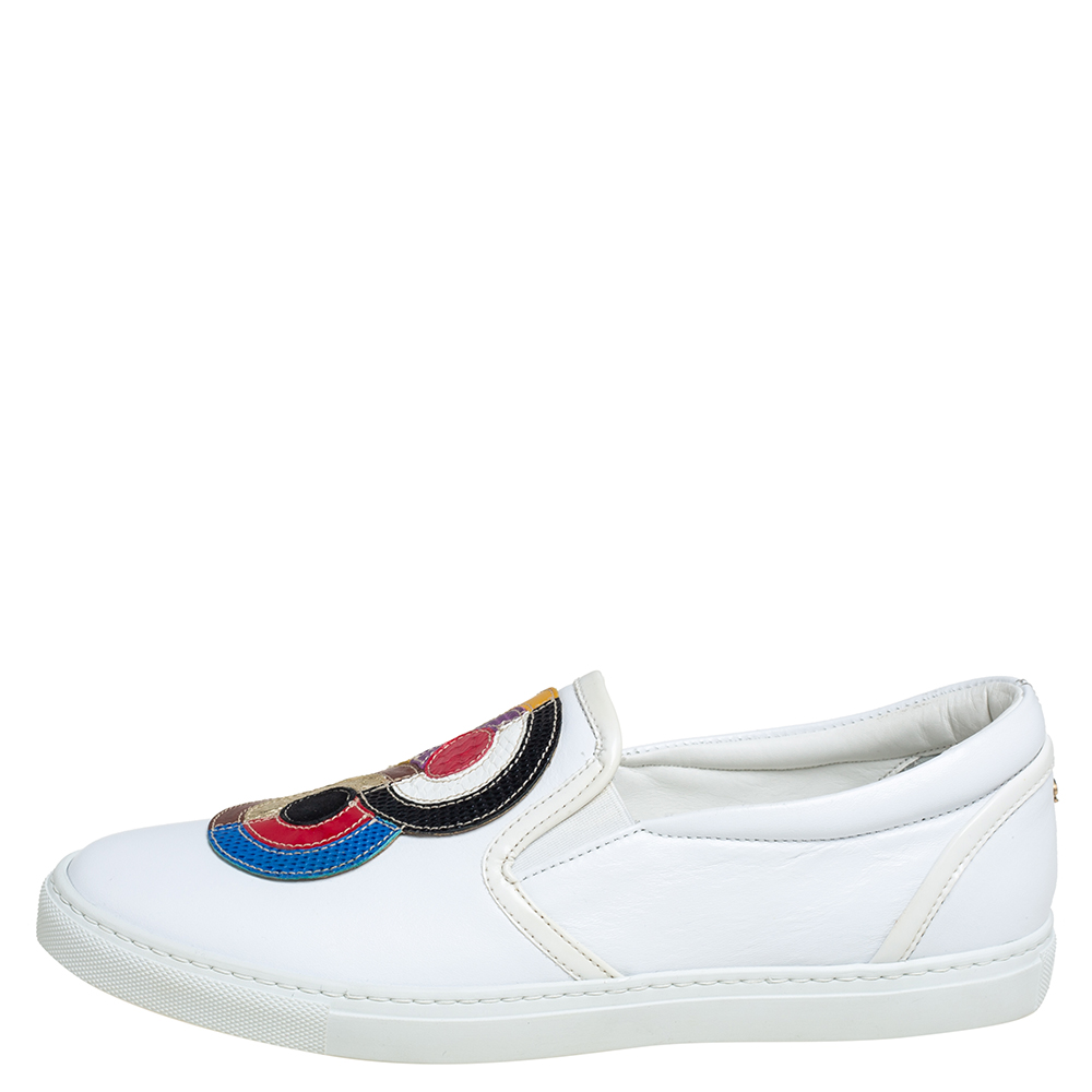 

Dsquared2 White Leather Logo Low Top Sneakers Size