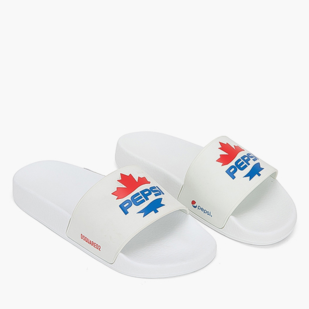 

Dsquared2 White Polyurethane Pepsi Logo Slides Size EU