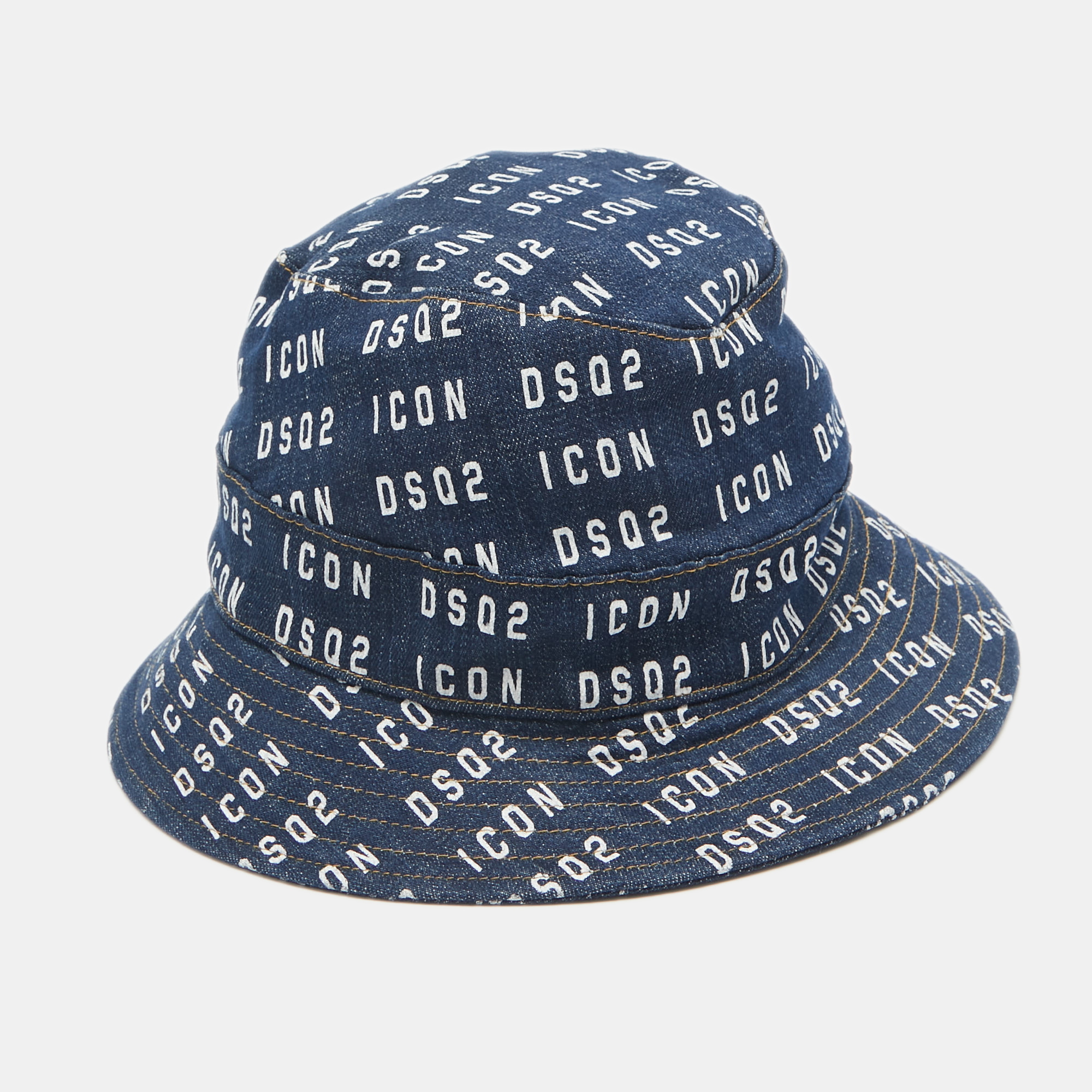 

Dsquared2 Blue Logo Print Denim Bucket Hat