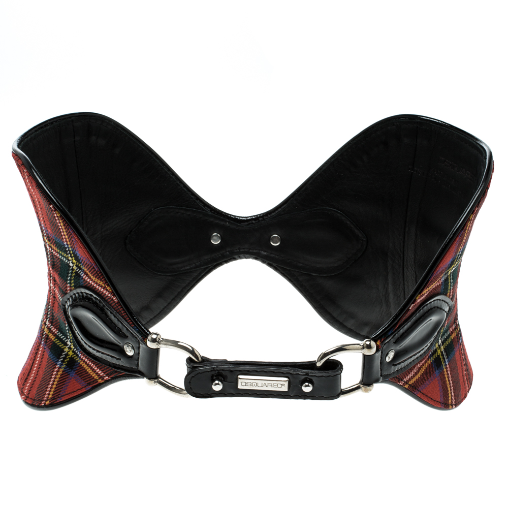 

Dsquared2 Red Chequered Wool Corset Belt