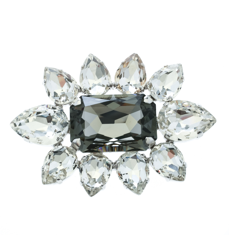Dsquared2 Crystal Flower Silver Tone Pin Brooch
