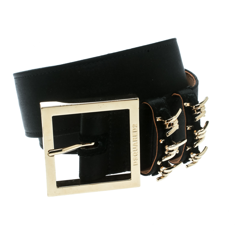 

Dsquared2 Black Satin Buckle Belt Size