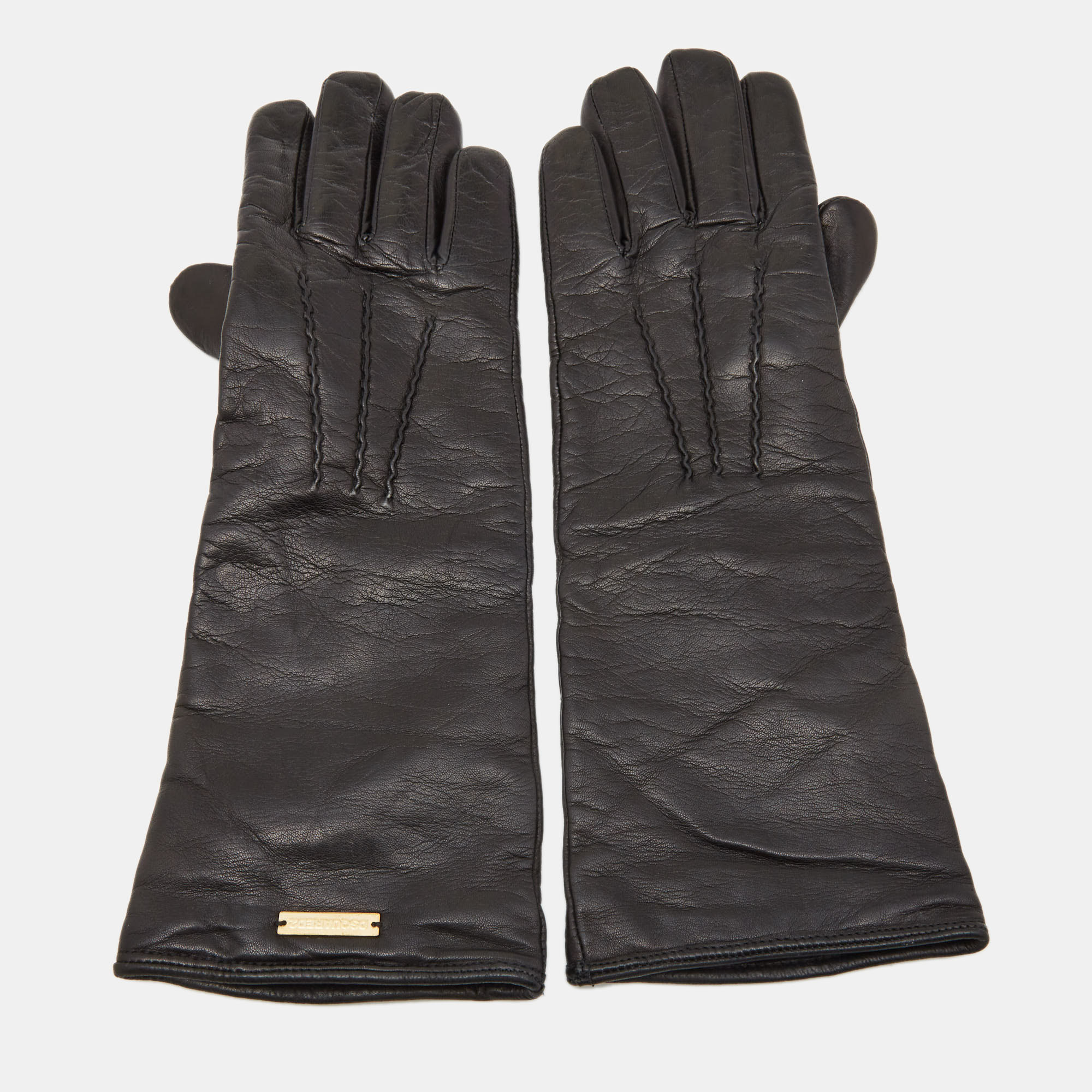 Pre-owned Dsquared2 Black Leather Gloves