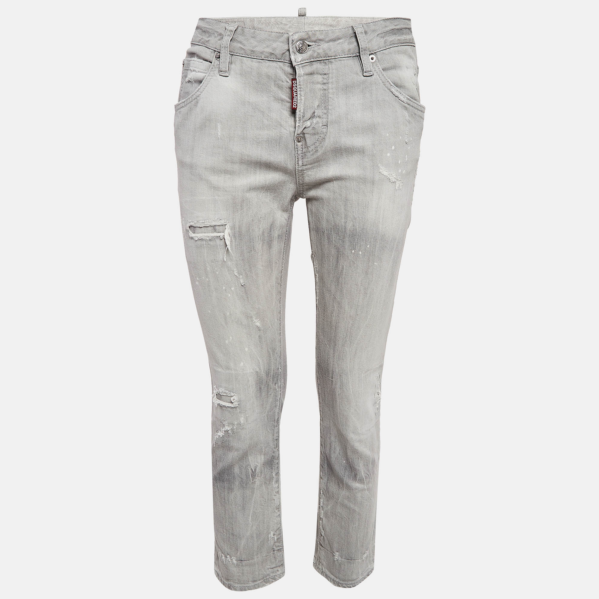 

Dsquared2 Grey Distressed Denim Jeans S Waist 32"