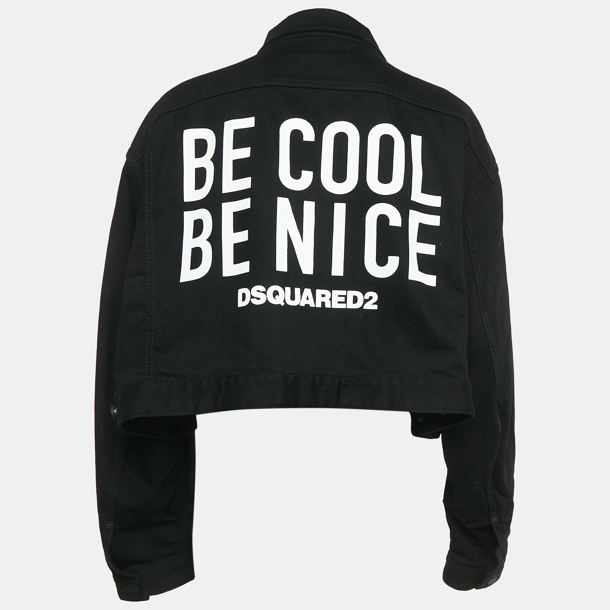 Dsquared2 Black Printed Denim Button Front Jacket M 