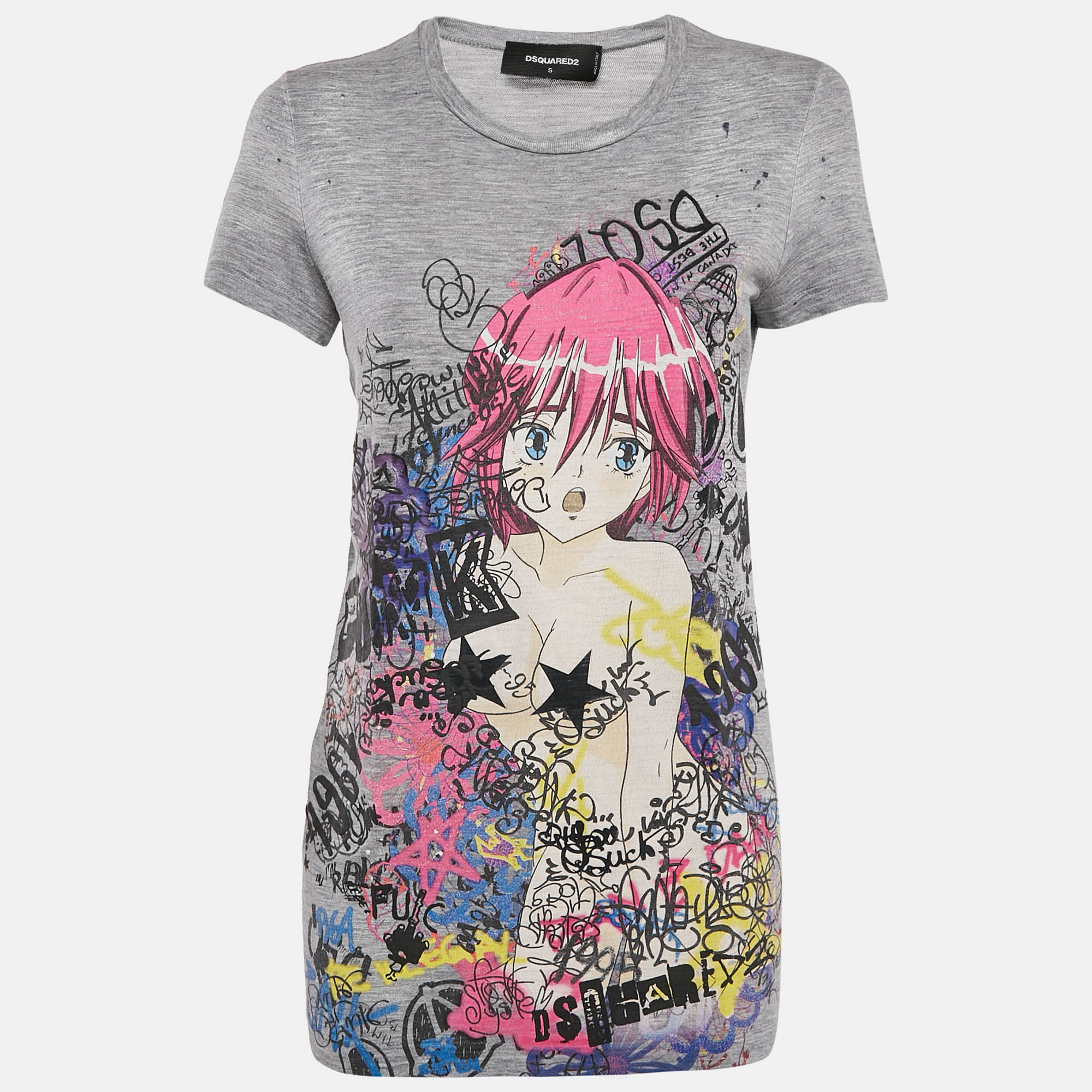 

Dsquared2 Multicolor Anime Manga Print Cotton Crew Neck T-Shirt S