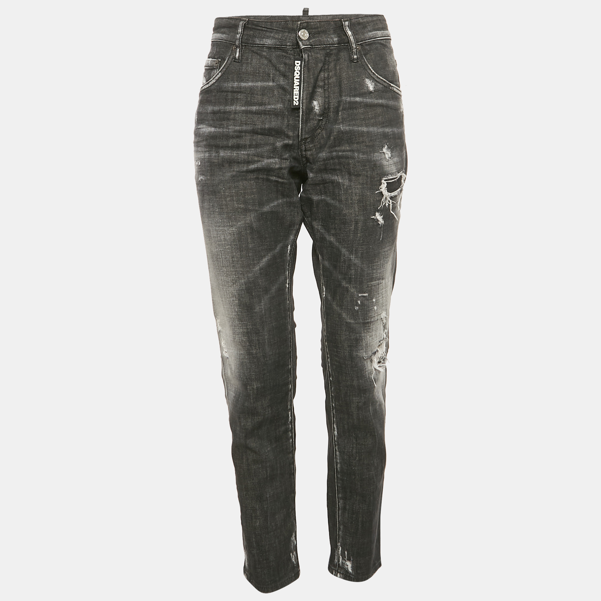 

Dsquared2 Black Distressed Denim Dan Jeans S Waist 30"