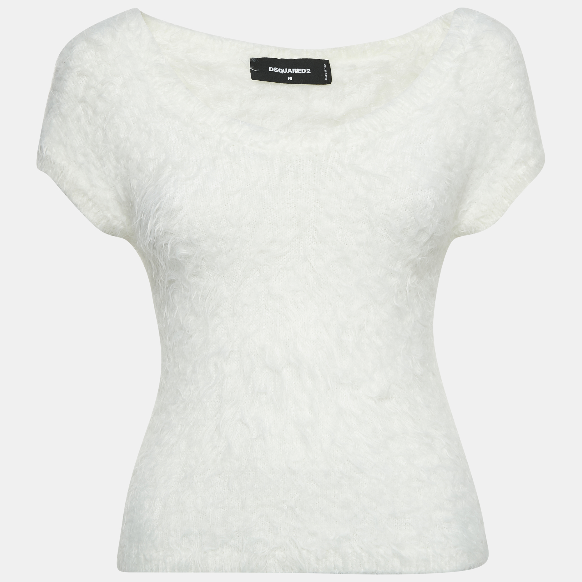 

Dsquared2 White Textured Knit Crewneck Top M