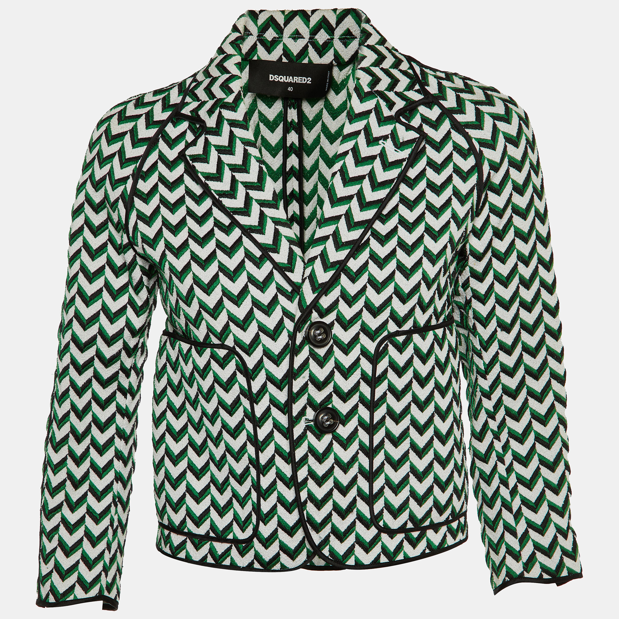 

Dsquared2 Tricolor Chevron Pattern Cotton Blend Jacket S, Green