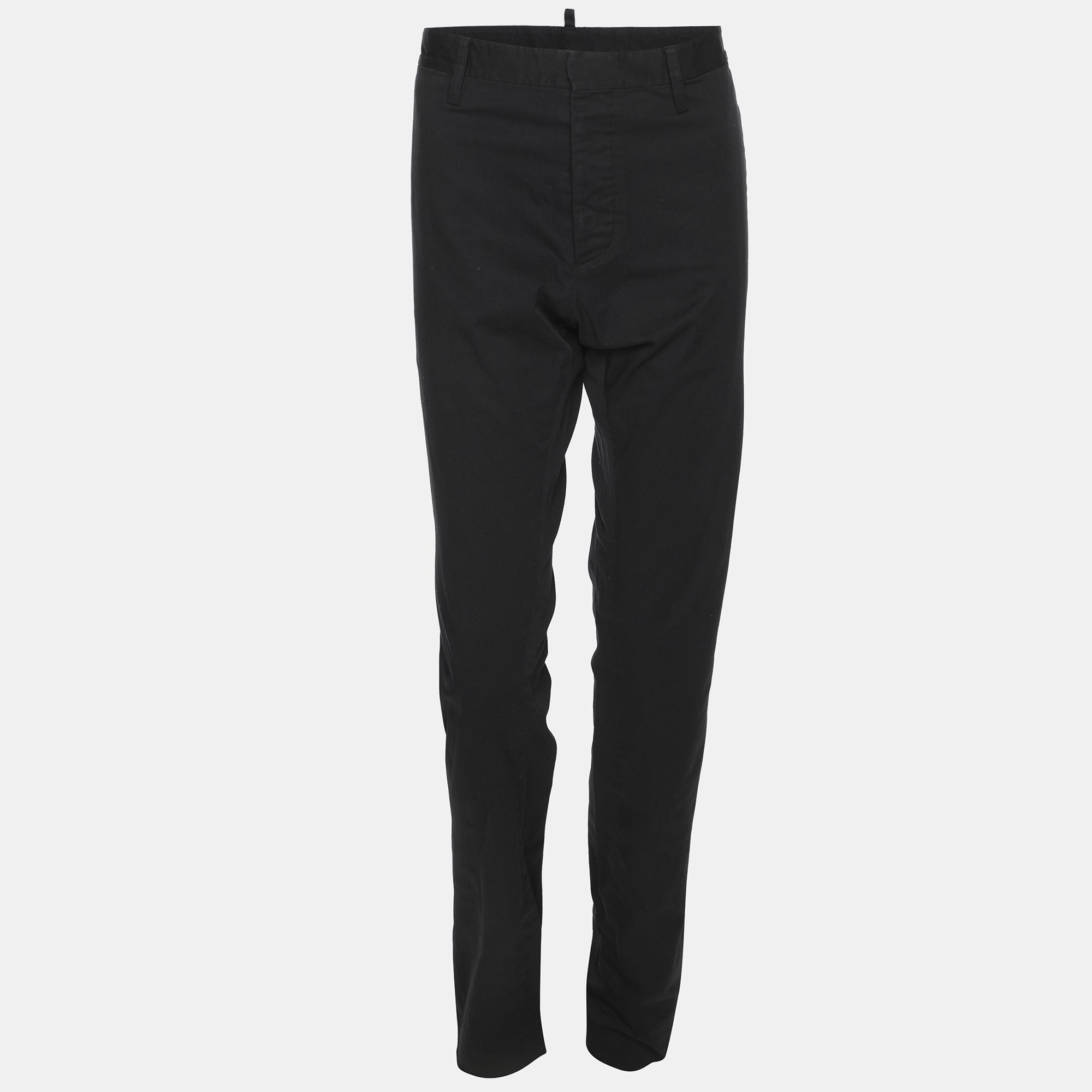 Pre-owned Dsquared2 Black Cotton Trousers L