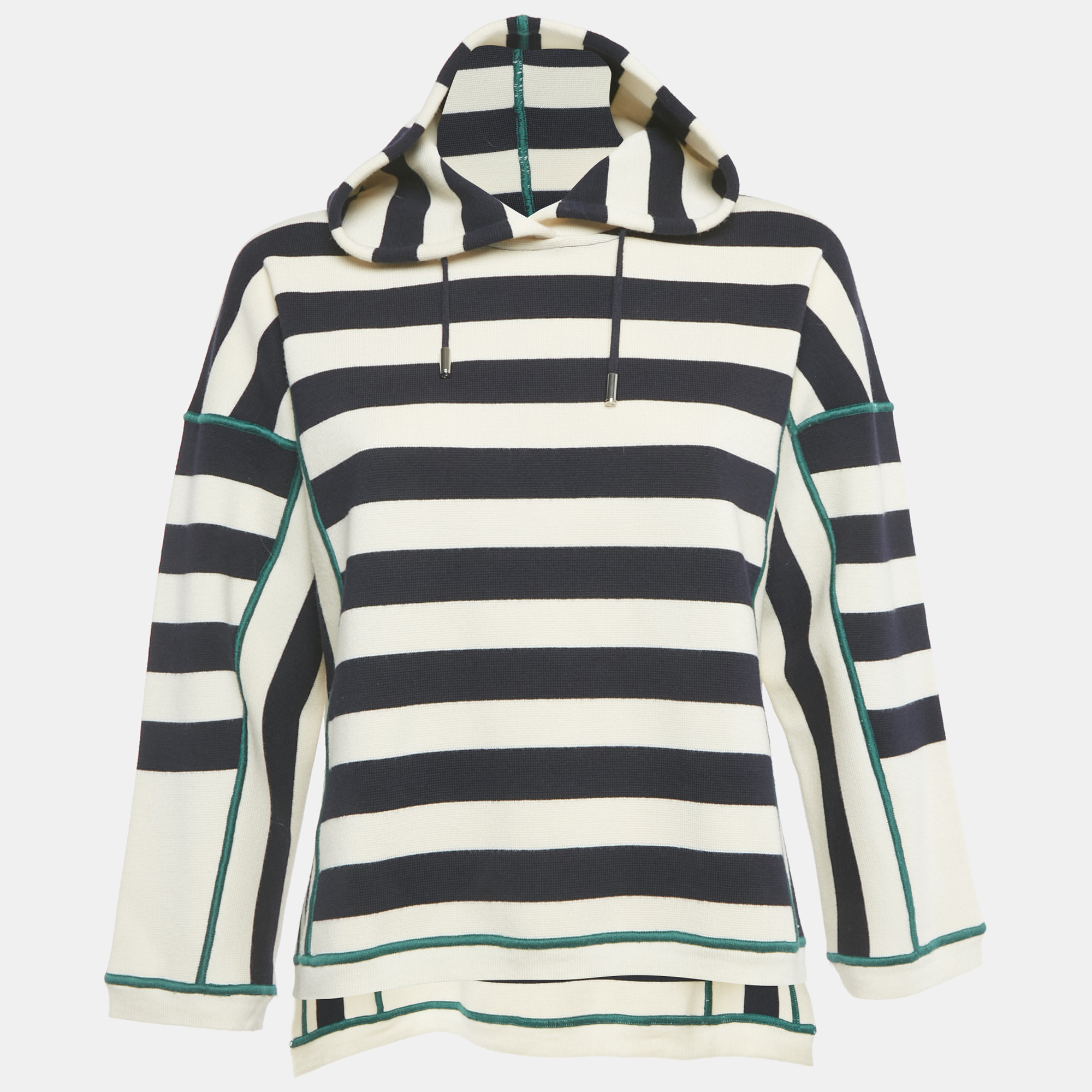 Pre-owned Dsquared2 Cream/ Navy Blue Striped Wool Knit Hoodie M