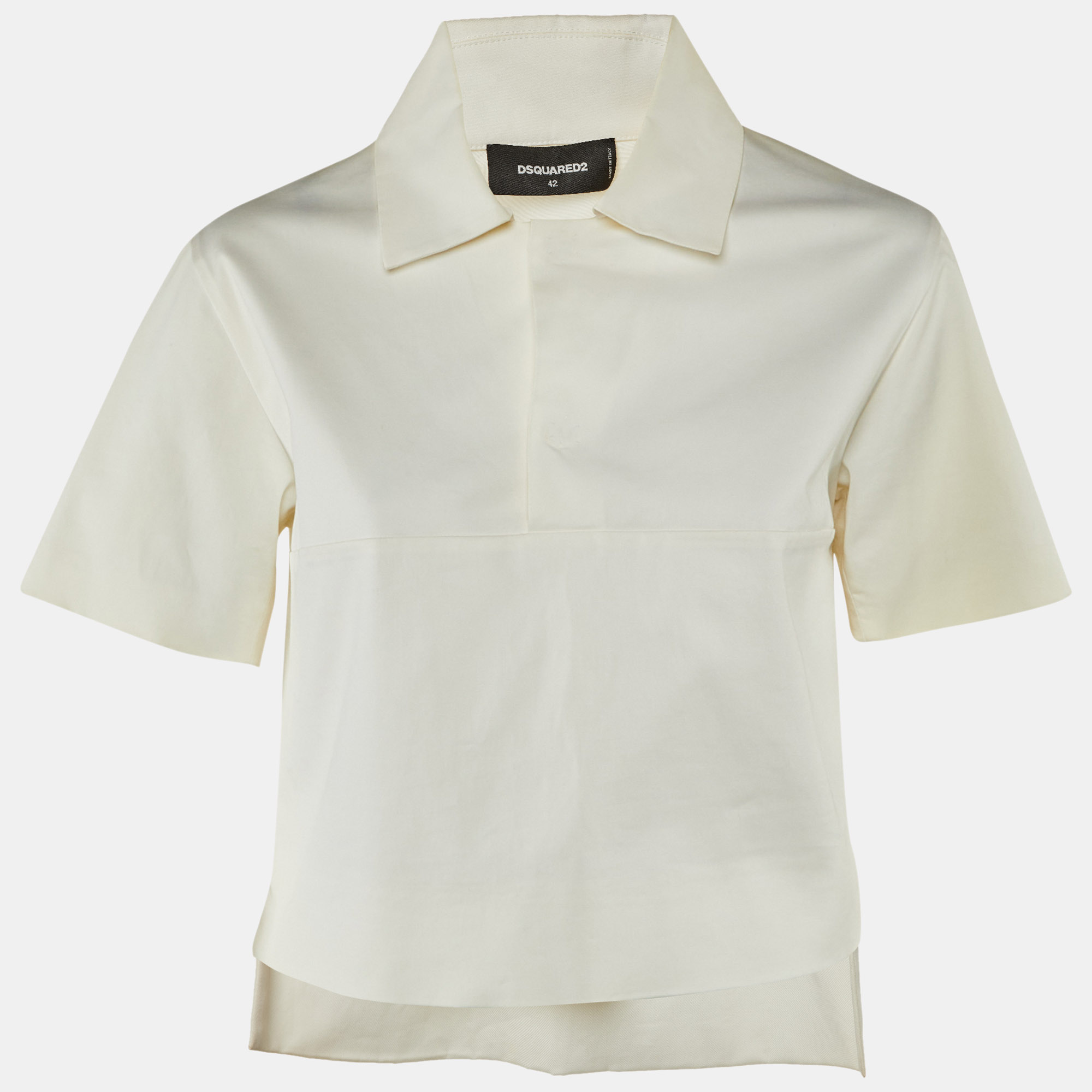 

Dsquared2 White Cotton High Low Top M