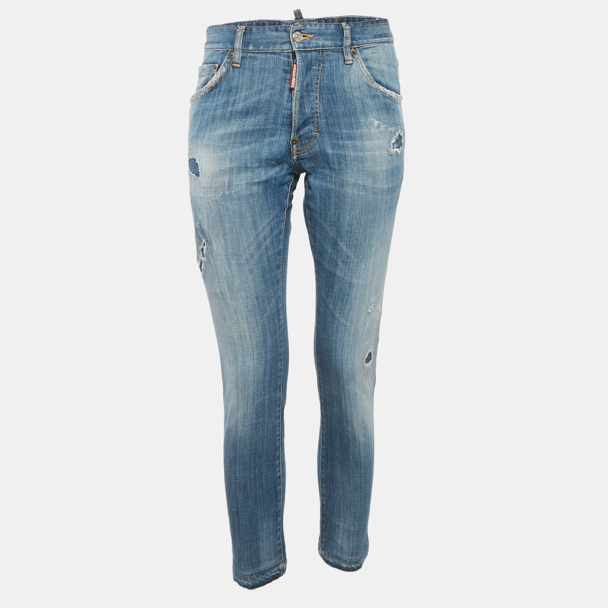 

Dsquared2 Blue Denim Distressed Slim Fit Jeans L/Waist 31