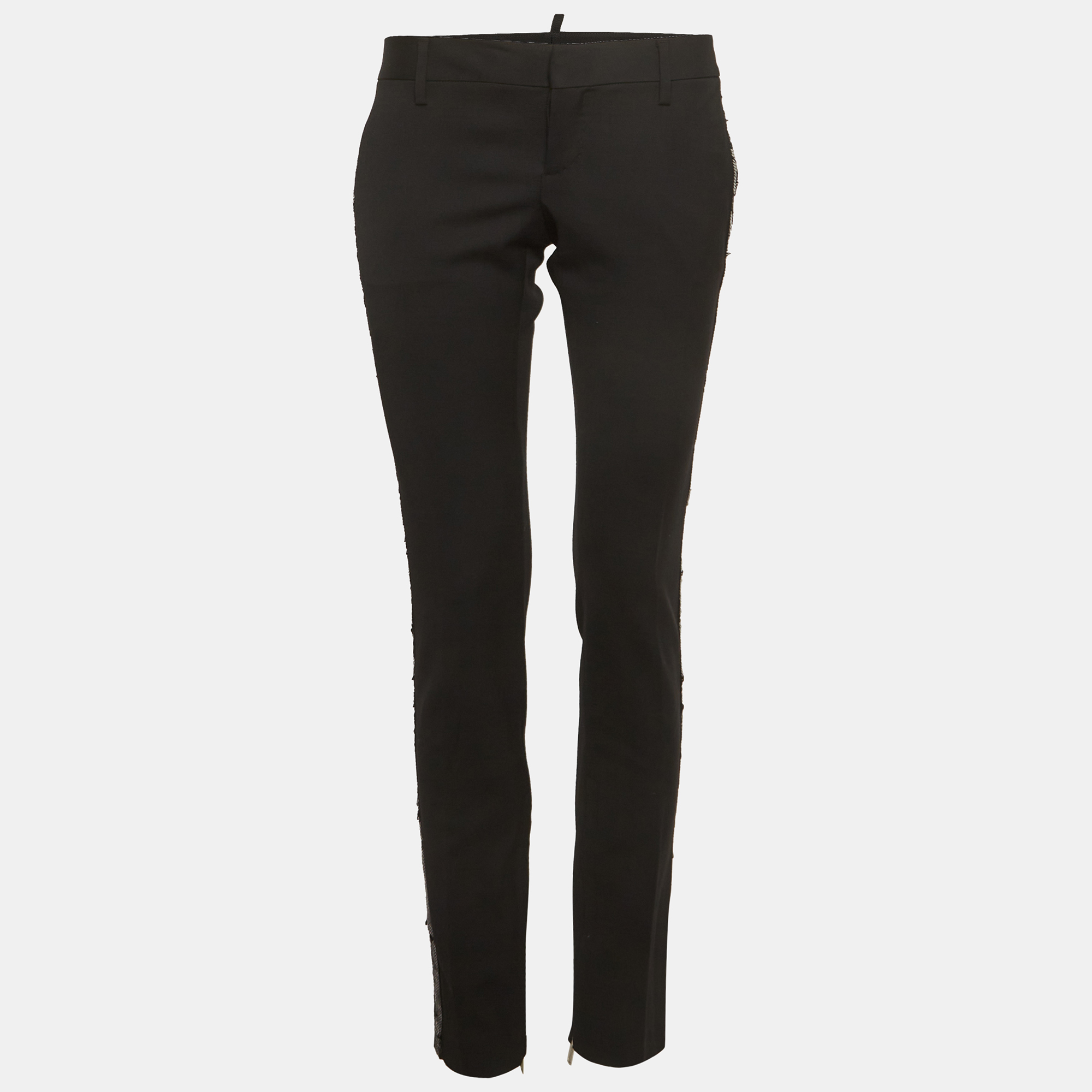 

Dsquared2 Black Gabardine Sequin Detail Trousers M