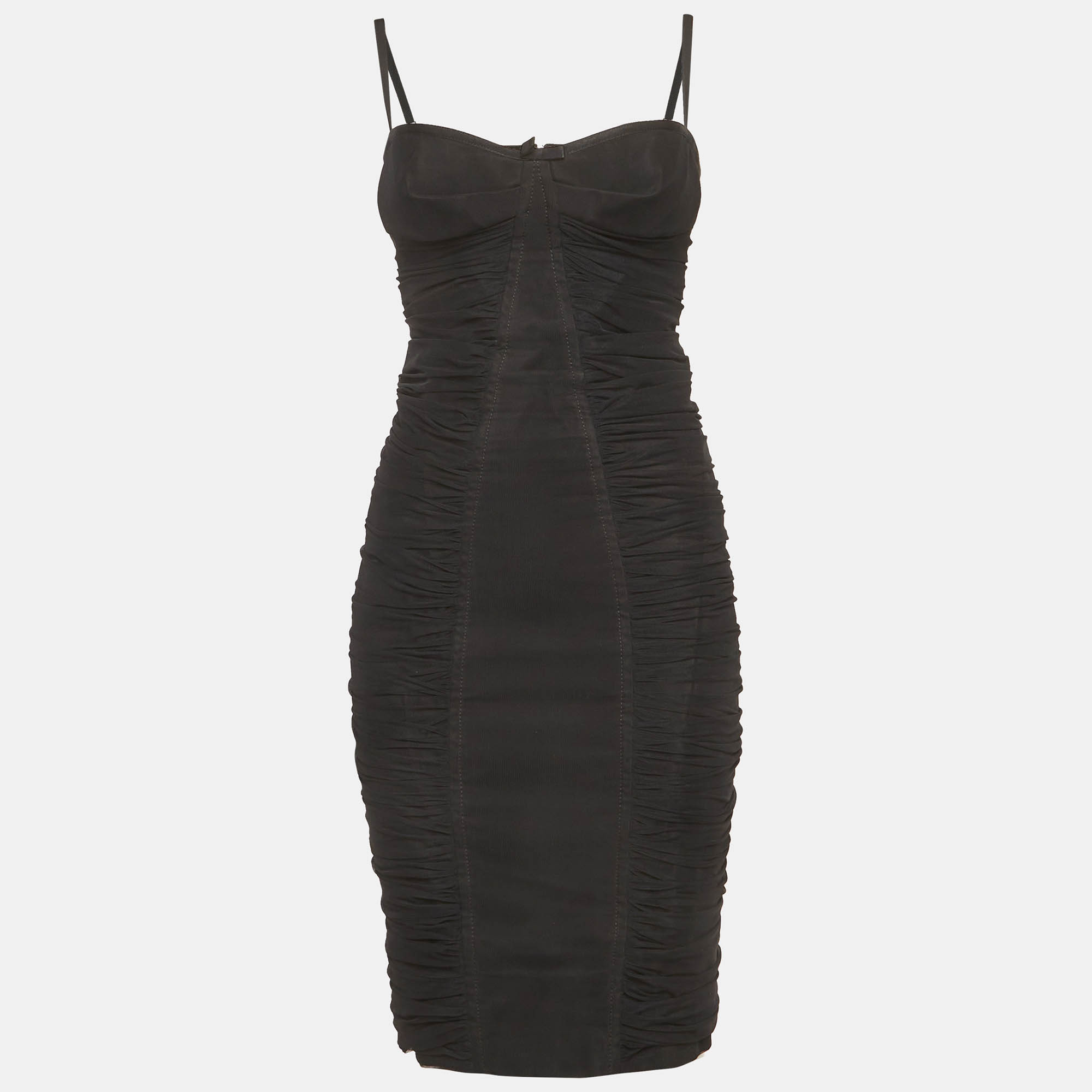 

Dsquared2 Black Tulle Ruched Bodycon Dress M