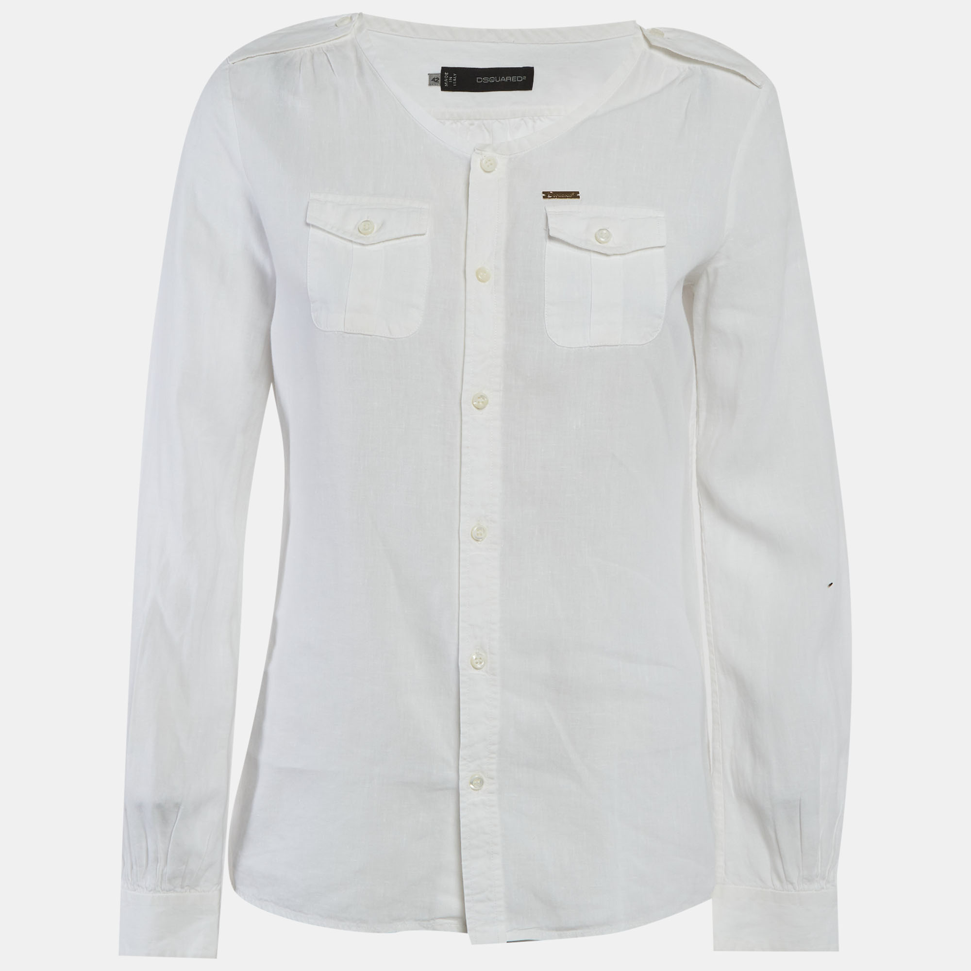 

Dsquared2 White Linen Button Up Shirt M