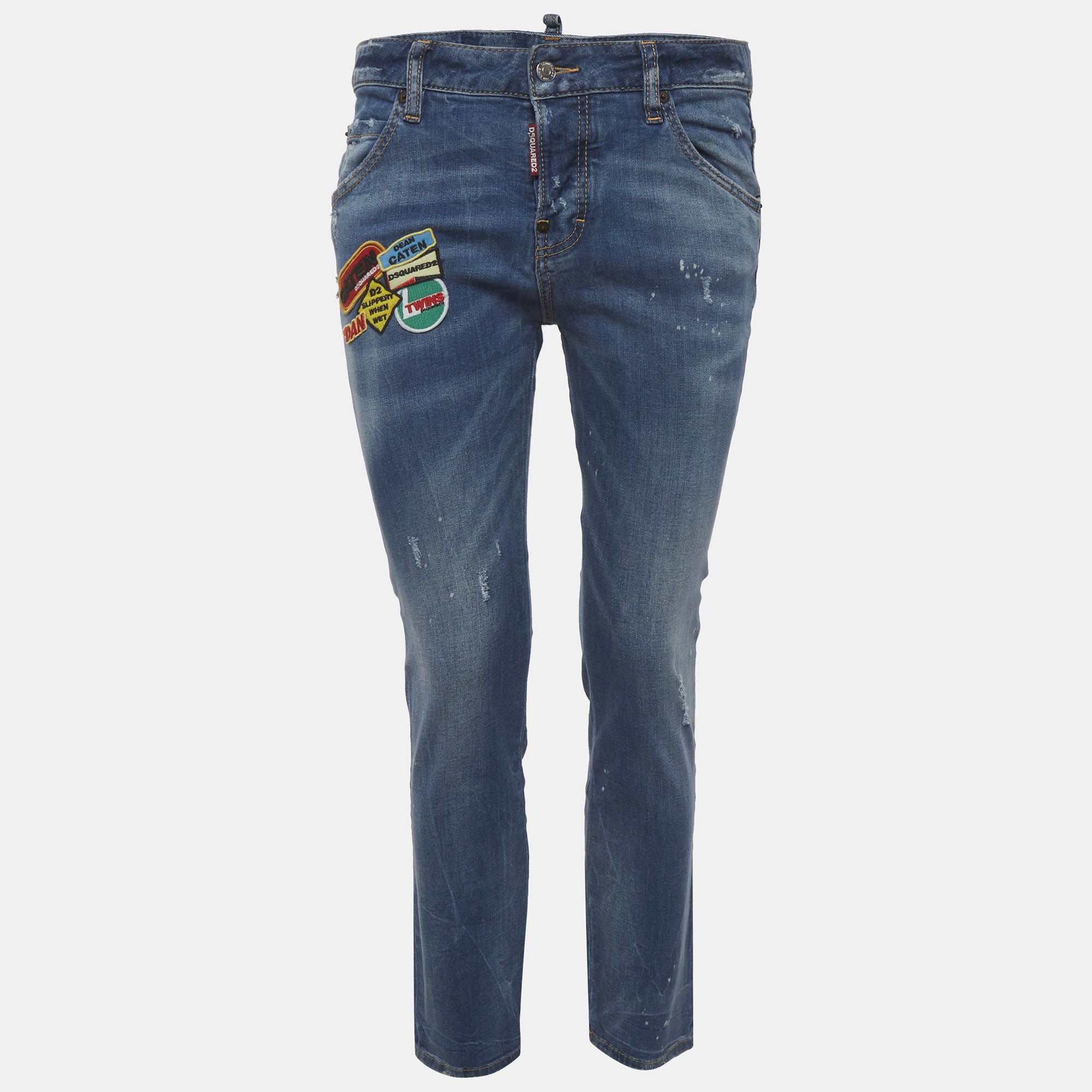 

Dsquared2 Blue Denim Distressed Straight Fit Jeans S/Waist 31"