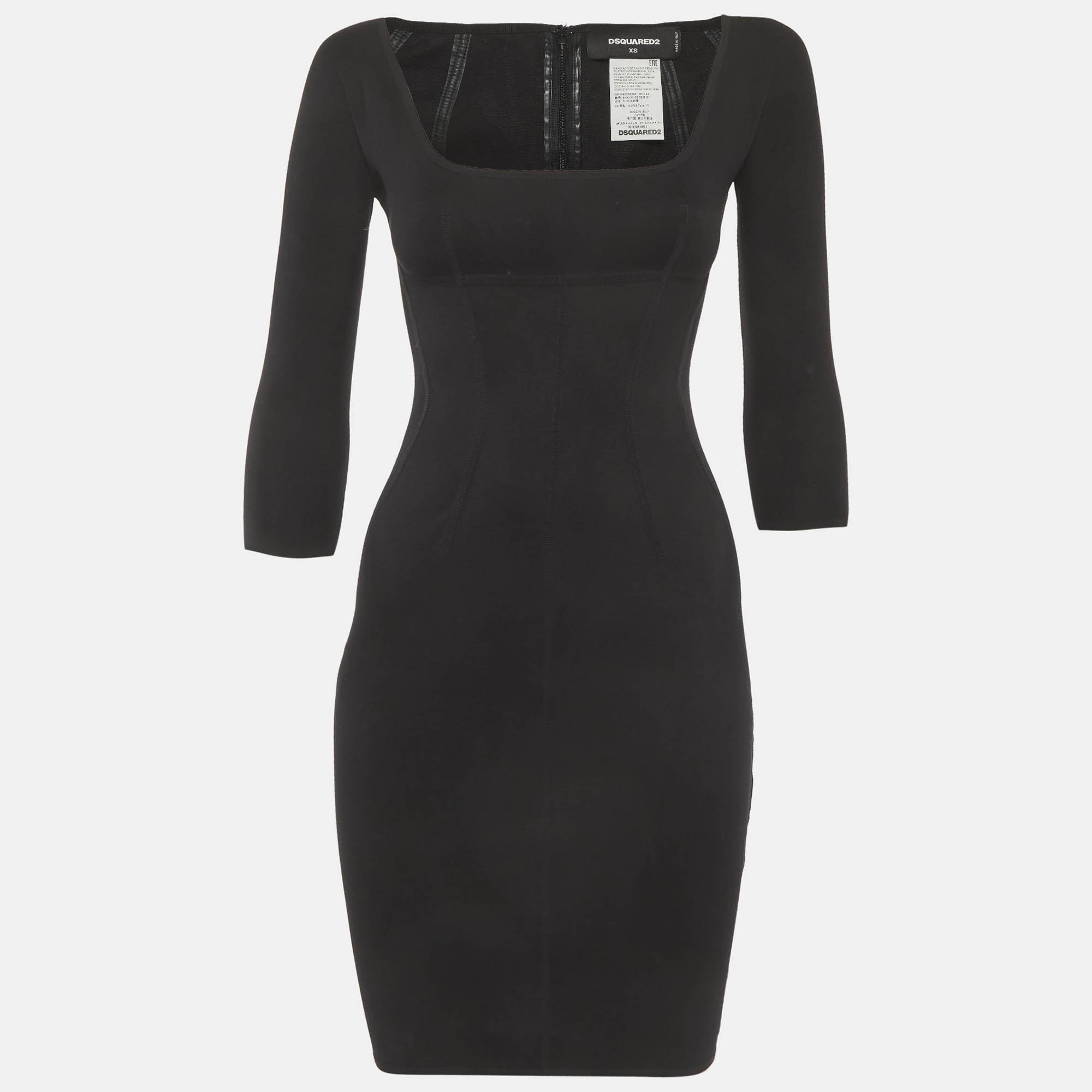 

Dsquared2 Black Cotton Knit Scoop Neck Mini Dress XS