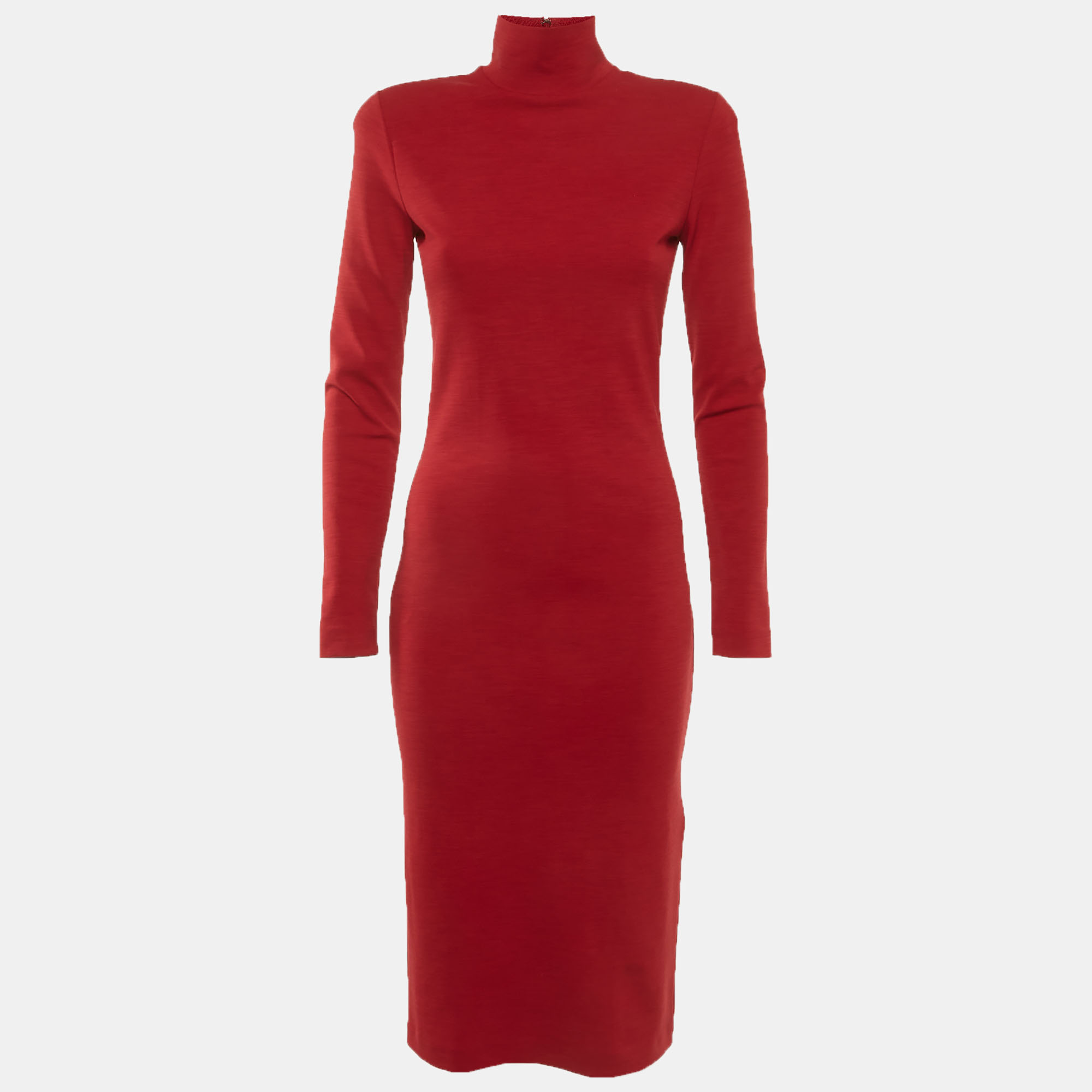 

DSQUARED2 Red Stretch Knit Turtleneck Midi Dress M