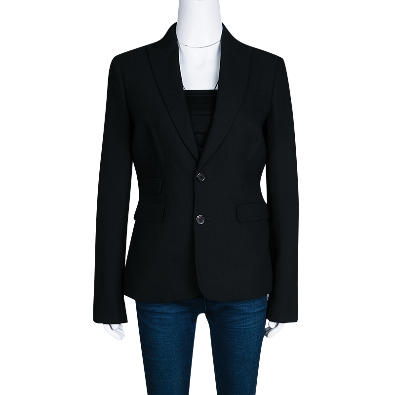 

Dsquared2 Black Wool Contrast Lined Tailored Blazer