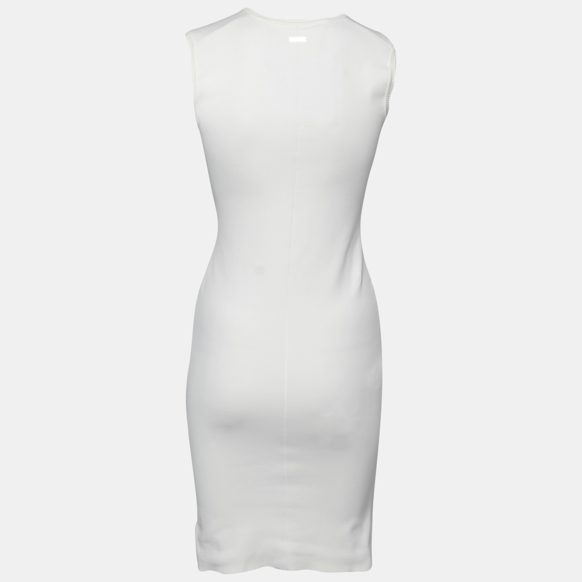 

Dsquared2 Off White Stretch Rib Trim Sleeveless Tank Dress