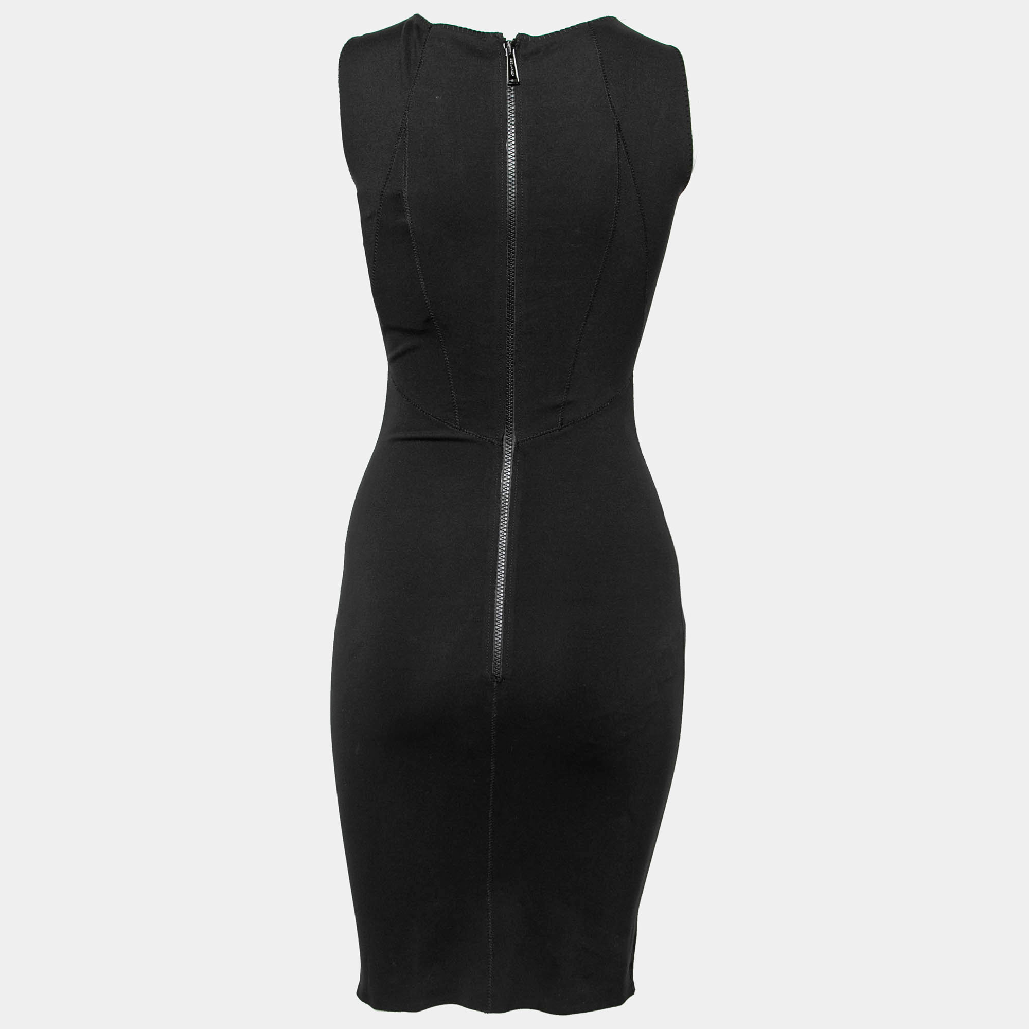 

Dsquared2 Black Stretch Cotton Cutout Detail Sleeveless Sheath Dress