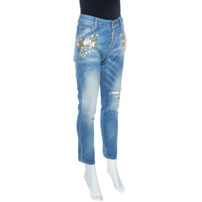 

Dsquared2 Blue Distressed & Embellished Denim Cool Girl Jeans