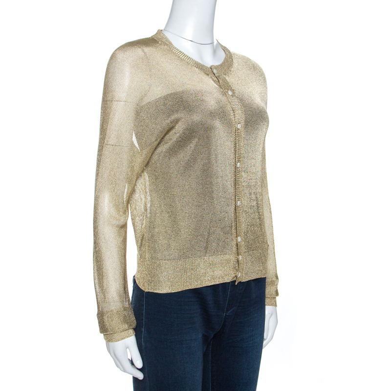 

Dsquared2 Gold Lurex Knit Sheer Cardigan