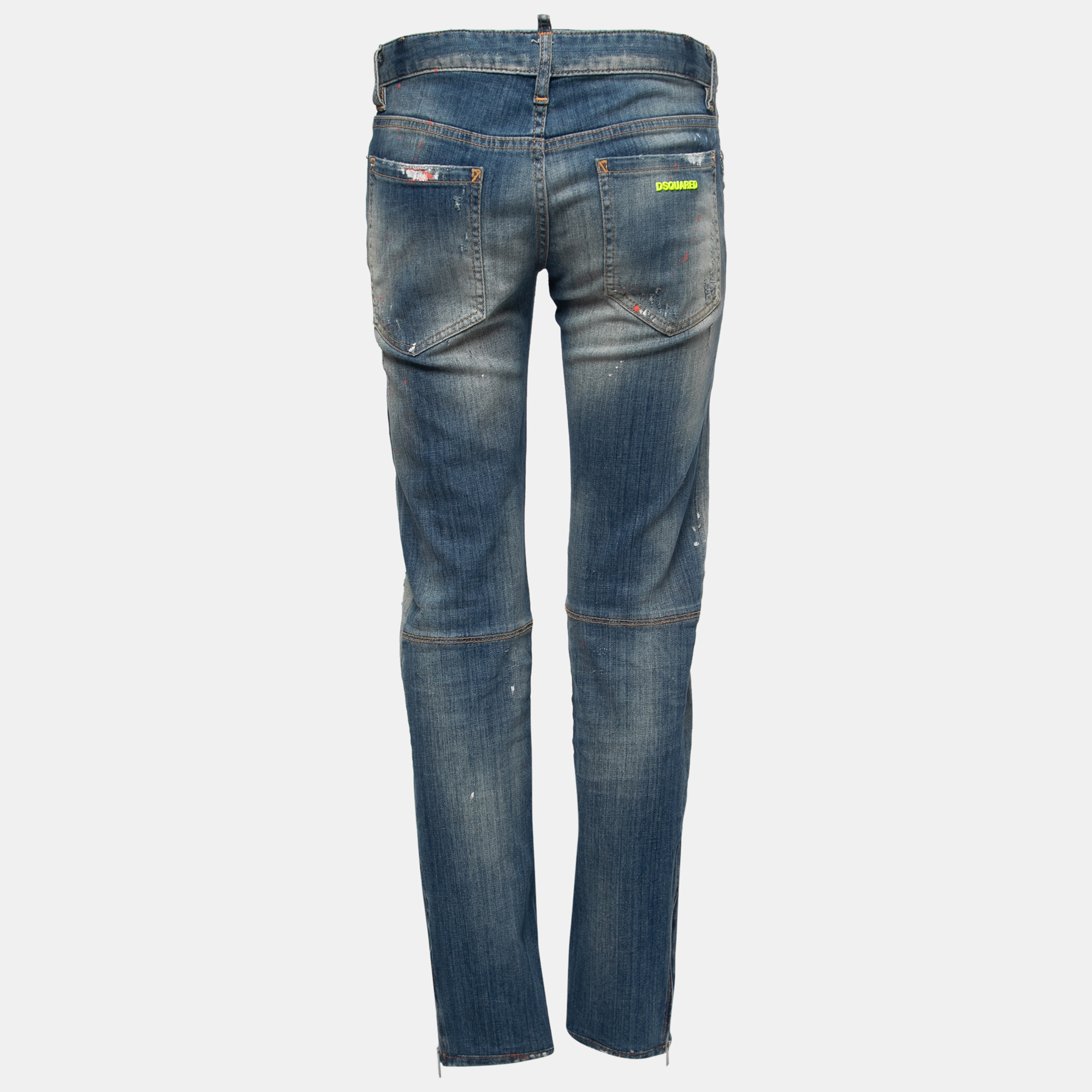 

Dsquared2 Blue Paint Splattered Distressed Denim Jeans  Waist 32