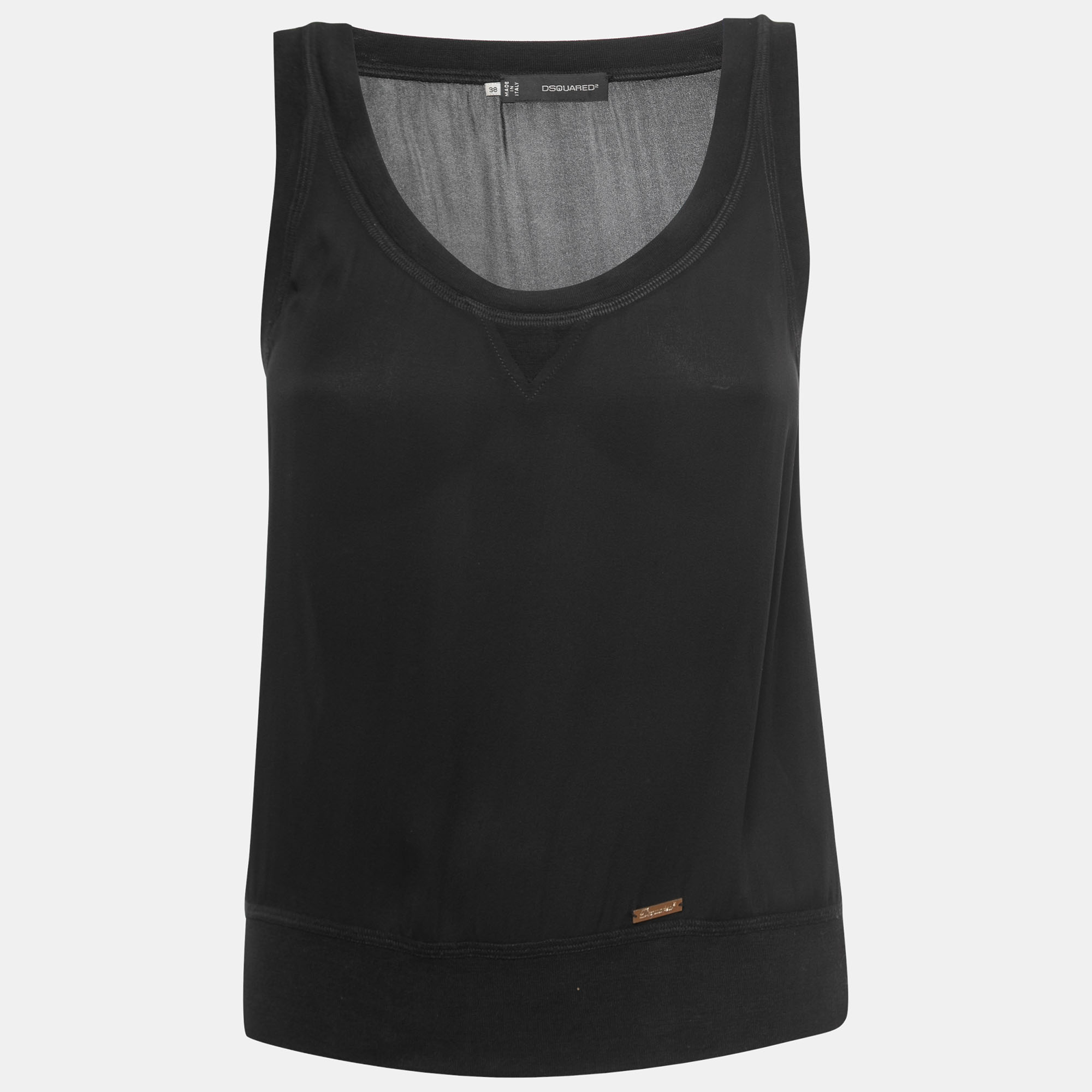 Pre-owned Dsquared2 Black Crepe Tank Top S