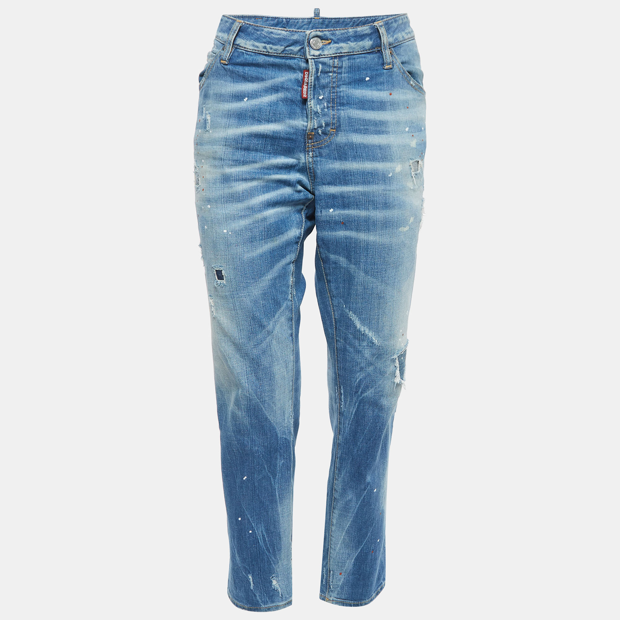 

Dsquared2 Blue Washed & Distressed Denim Cool Girl Jeans M