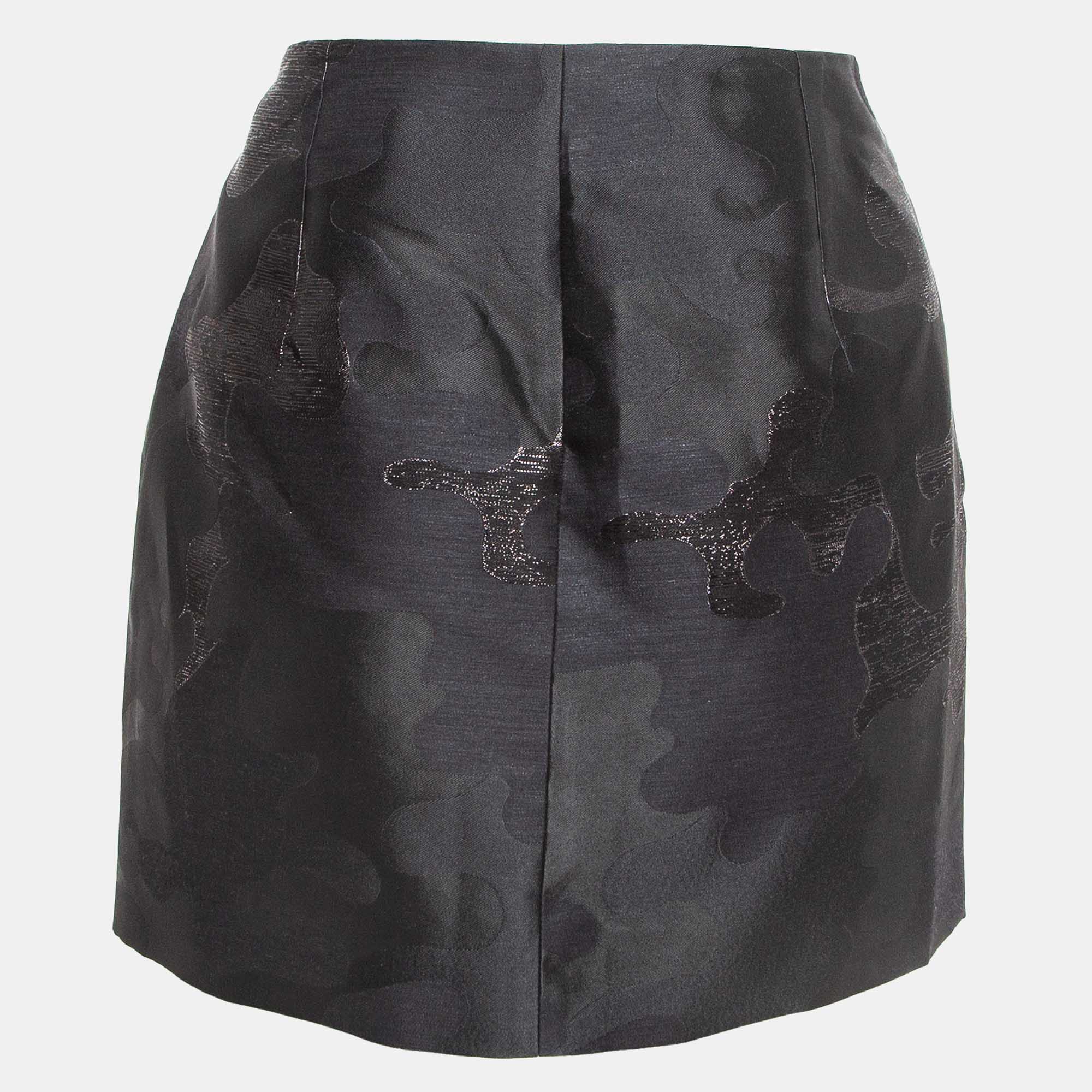 

Dsquared2 Black Jacquard Silk Blend Mini Skirt