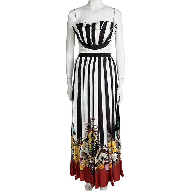 

Dsquared2 Tribal Couture Printed Striped Silk Strapless Maxi Dress, Multicolor