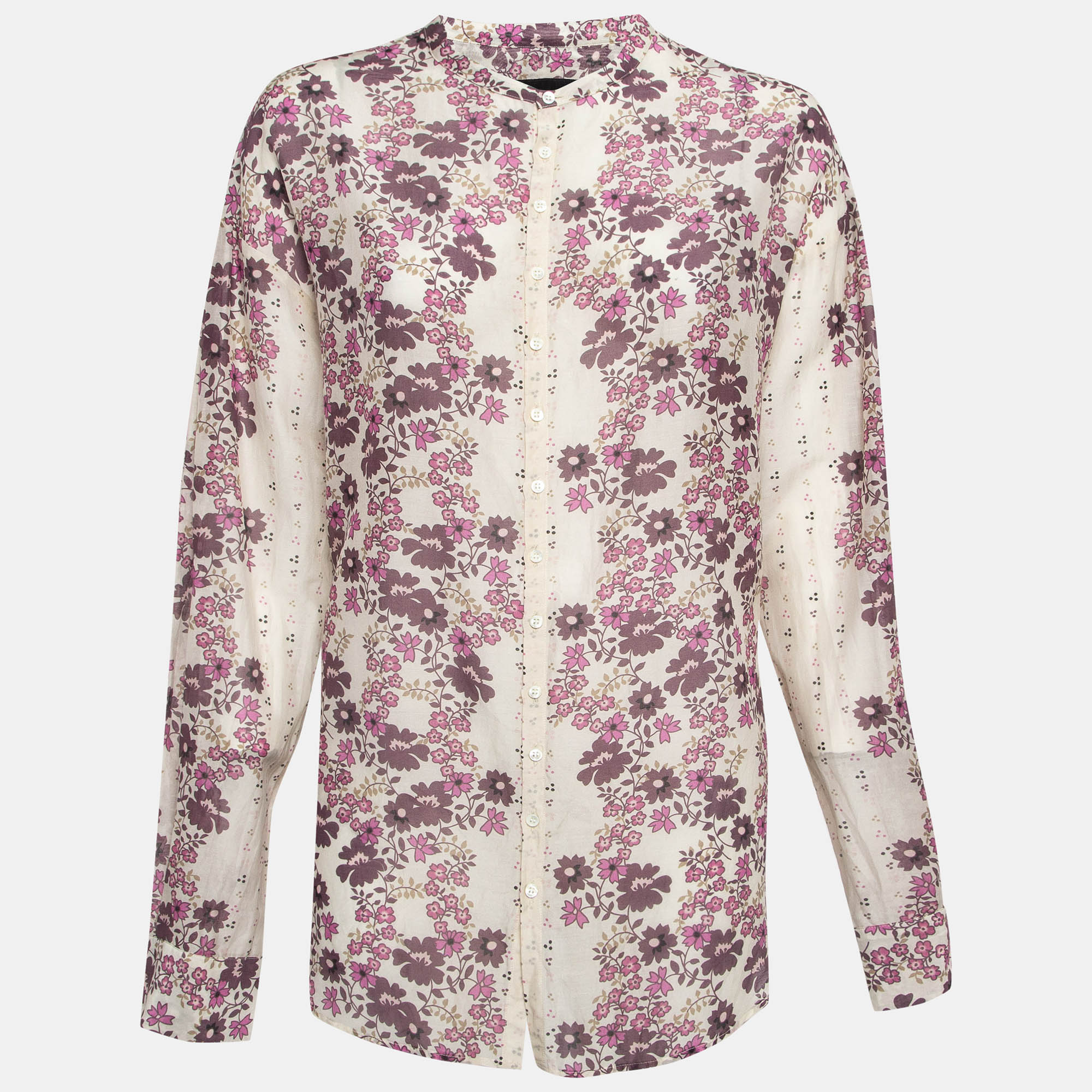 

Dsquared2 Pink/Cream Floral Print Cotton Blend Shirt