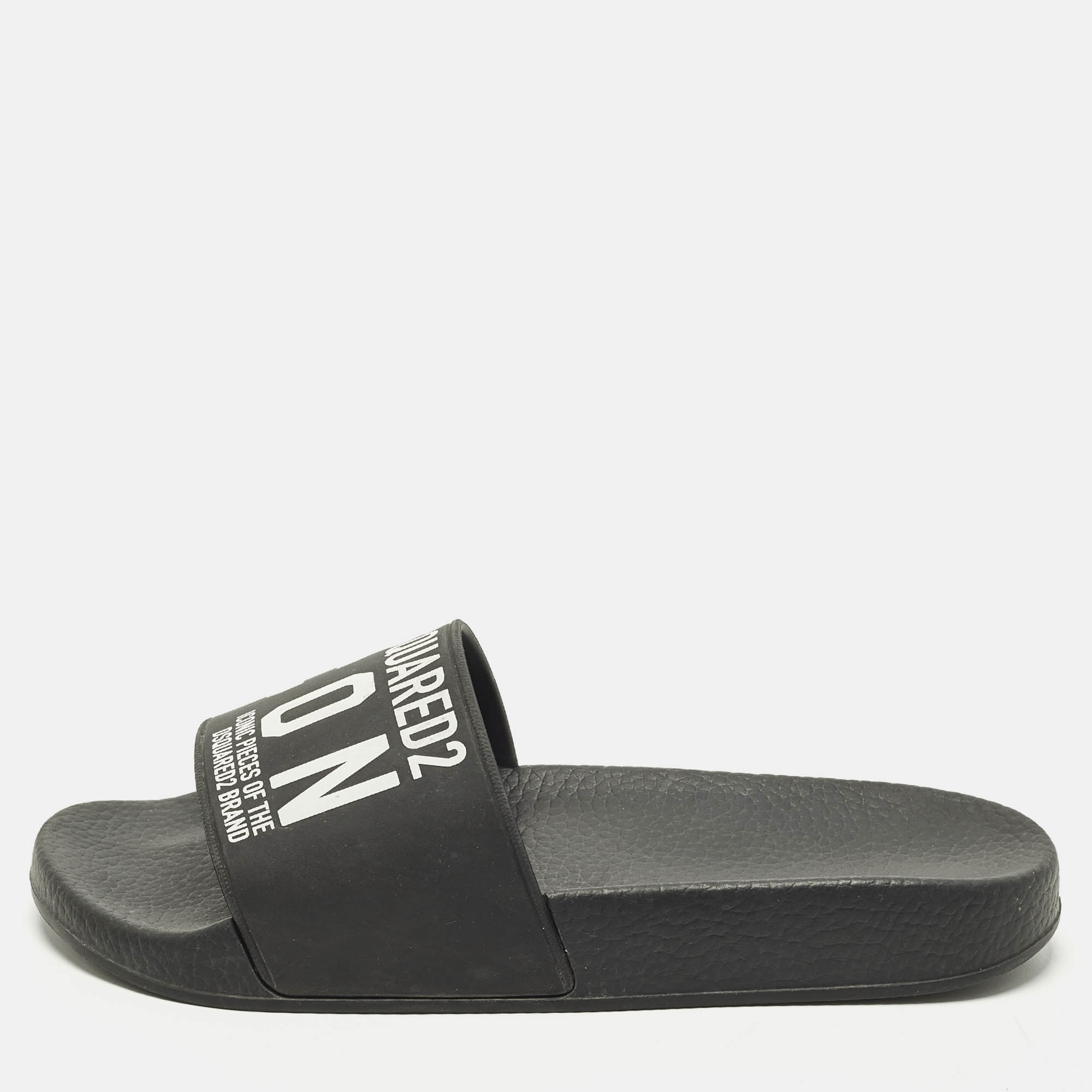 Pre-owned Dsquared2 Icon Size 36 Black Rubber Pool Slide