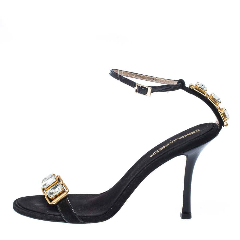 

Dsquared 2 Black Suede and Leather Embellished Ankle Strap Sandals Size