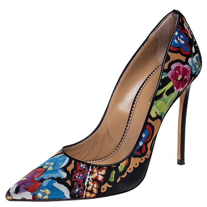 Dsquared2 Floral Print Fabric Pointed Toe  Pumps Size 38