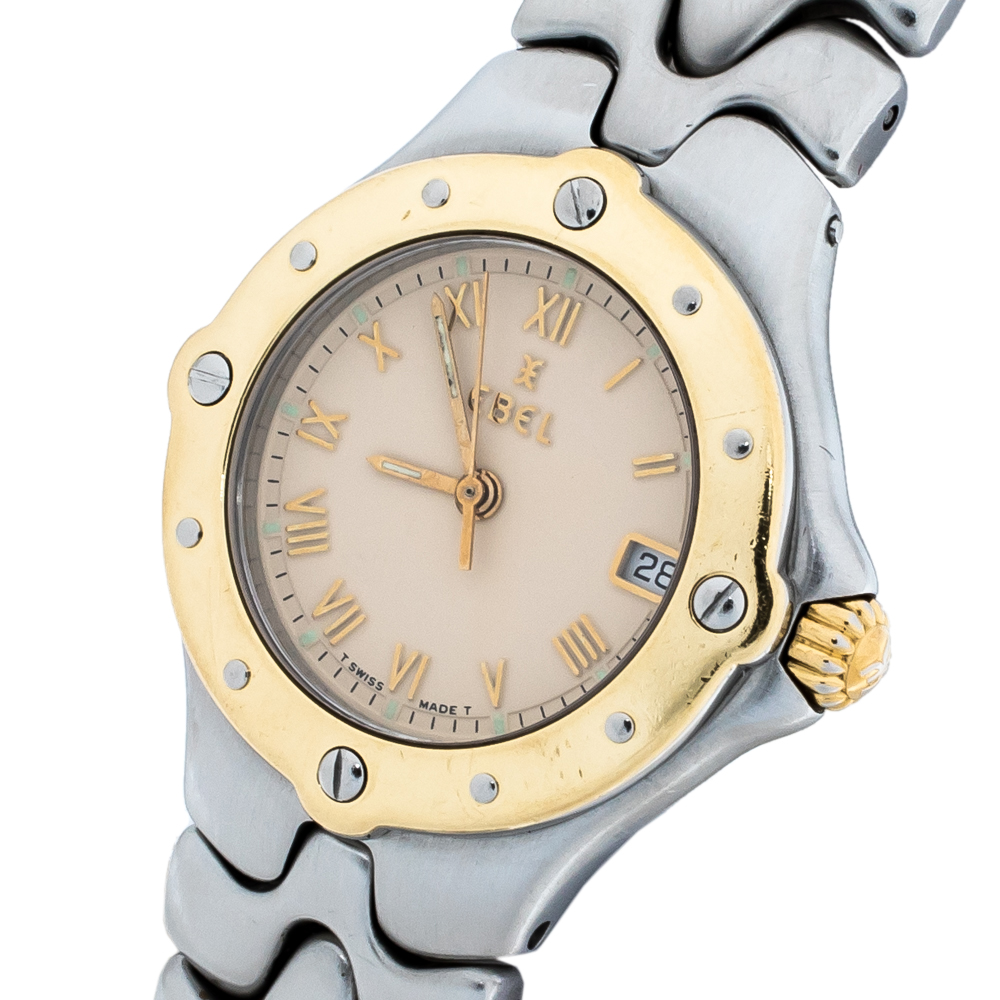 

Ebel Beige Two-Tone Stainless Steel Sportwave E608762 Women's Wristwatch, Silver