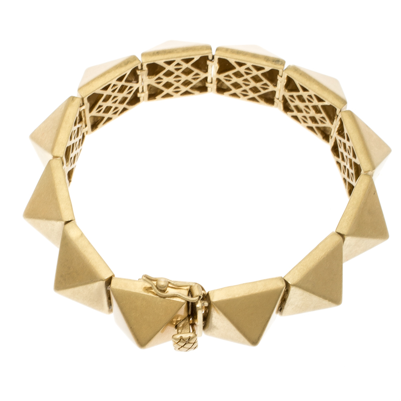 

Eddie Borgo Large Pyramid Matte Gold Tone Link Bracelet