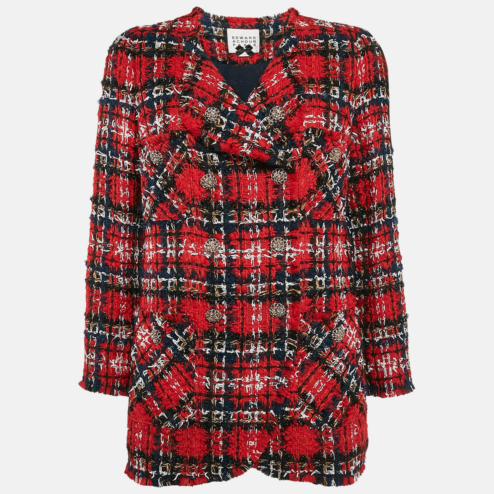 

Edward Achour Paris Red Tweed Double Breasted Jacket M