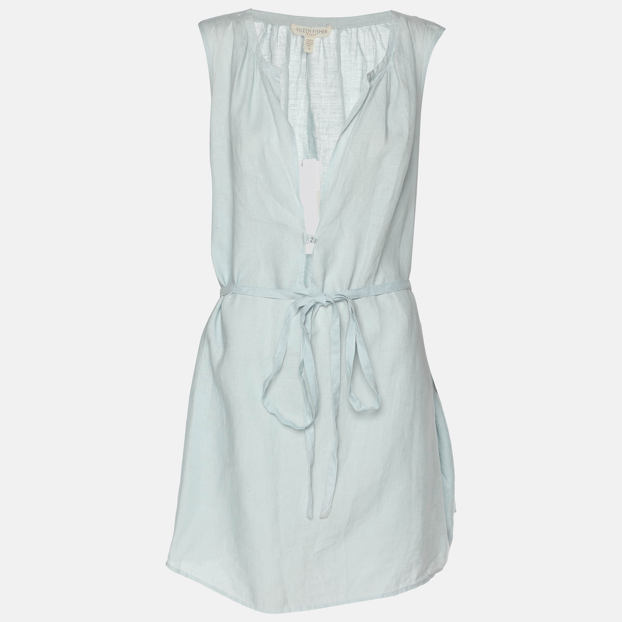 

Eileen Fisher Blue Linen Dress XXL