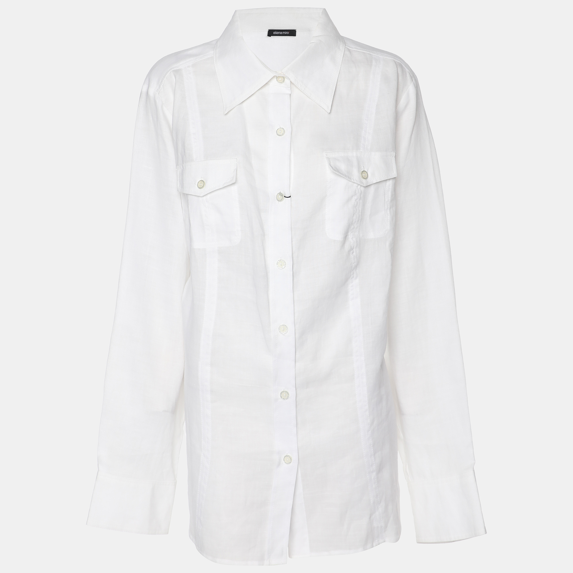 

Elena Miro White Linen Button Front Shirt XXXL