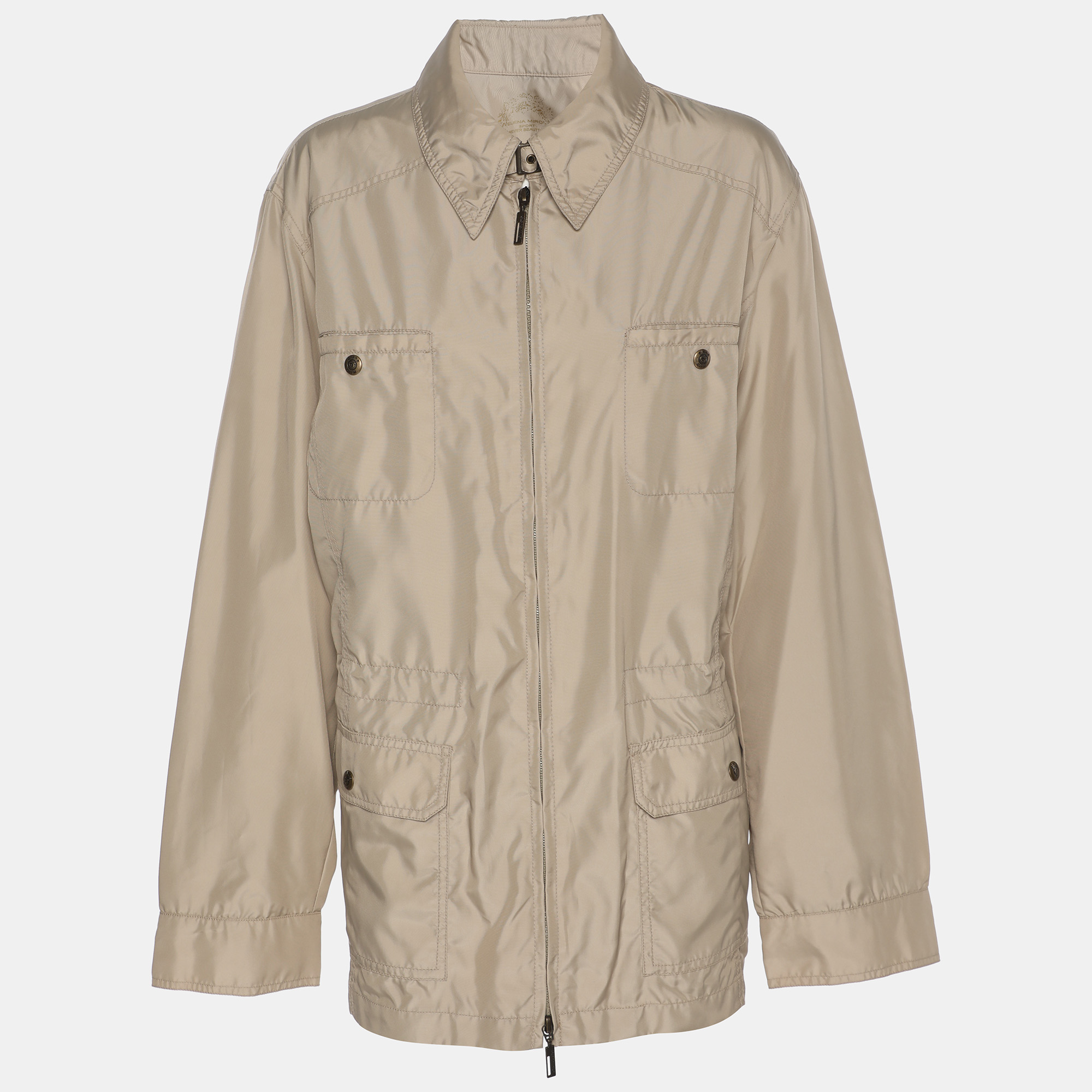 Pre-owned Elena Miro' Beige Nylon Jacket Xl In Sand