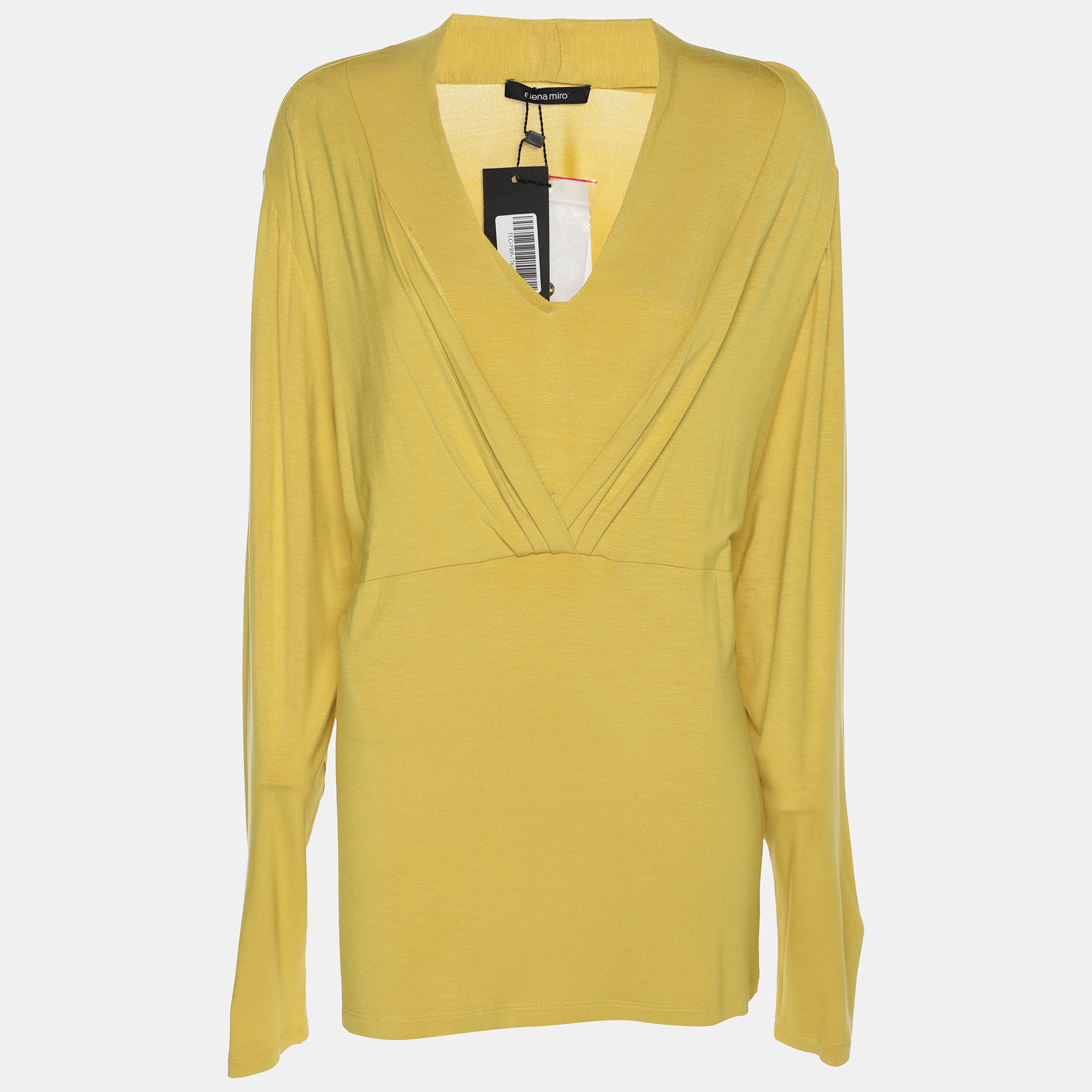 

Elena Miro Yellow Jersey V Neck Tops