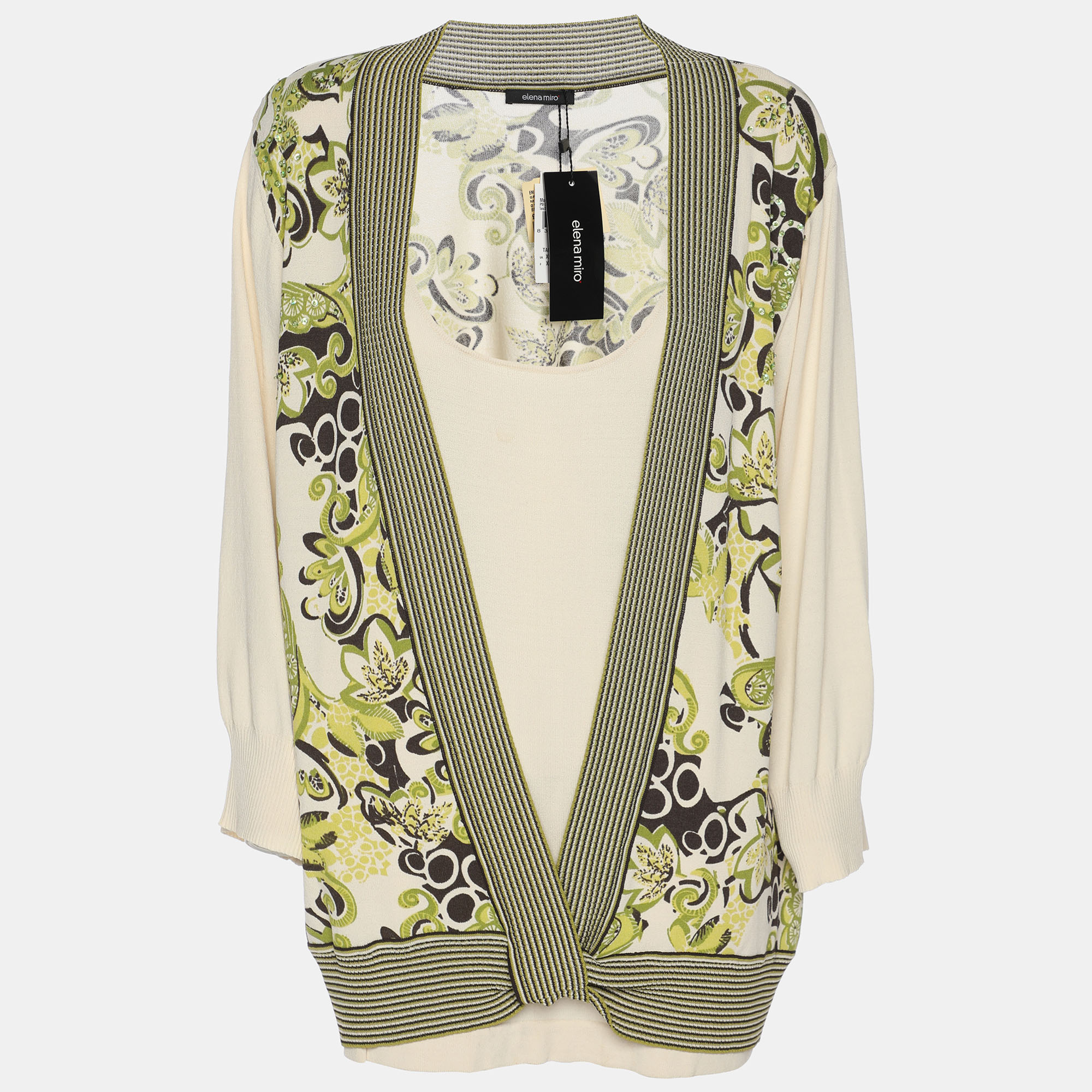 

Elena Miro Multicolor Floral Rib Knit Top XL