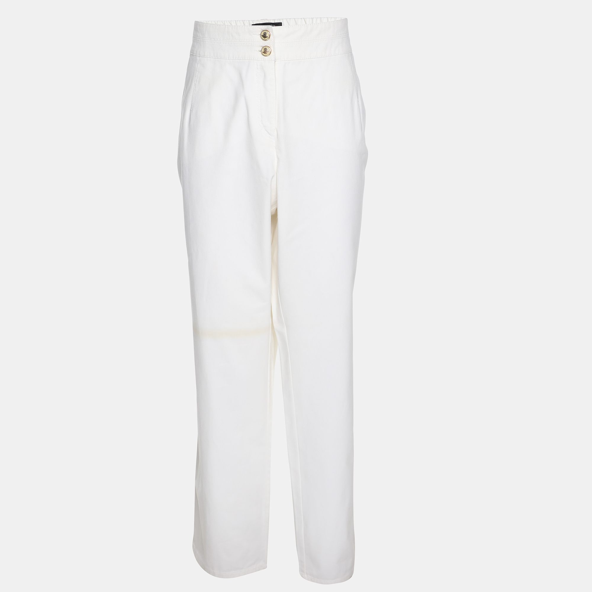 Pre-owned Elena Miro' White Jersey Pants Xxl