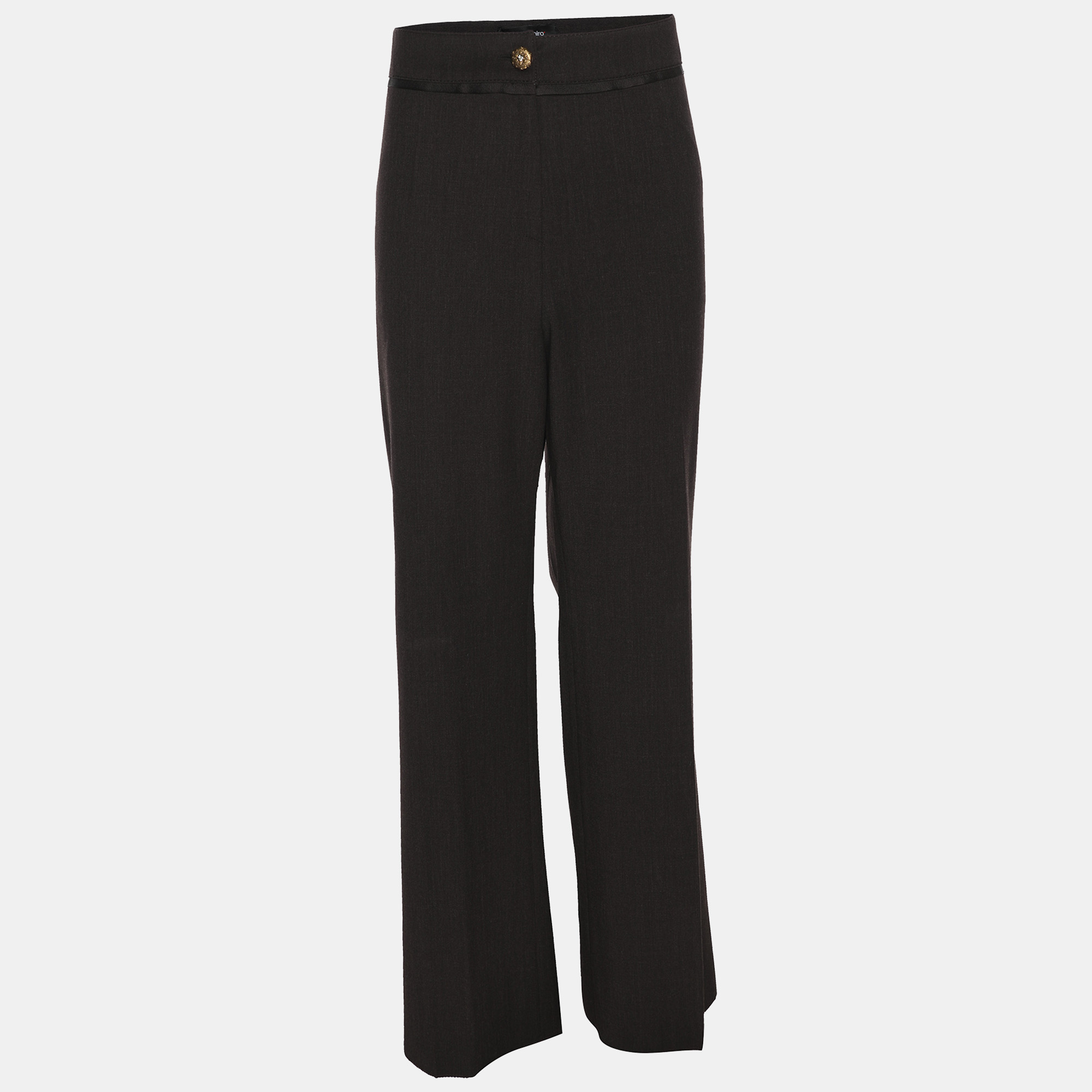 Pre-owned Elena Miro' Dark Grey Wool Blend Trousers Xxl In Gray