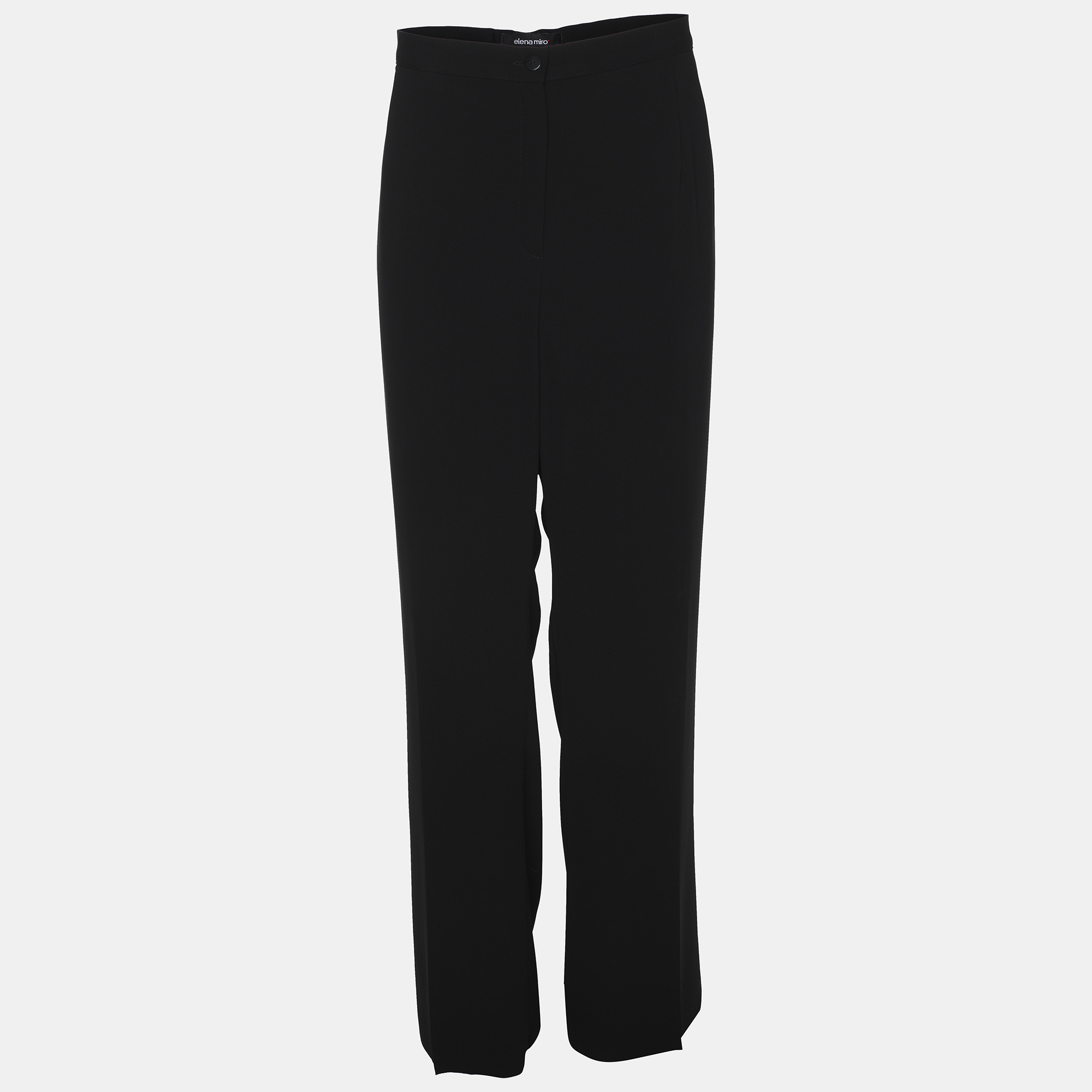 Pre-owned Elena Miro' Black Crepe Trousers Xxl